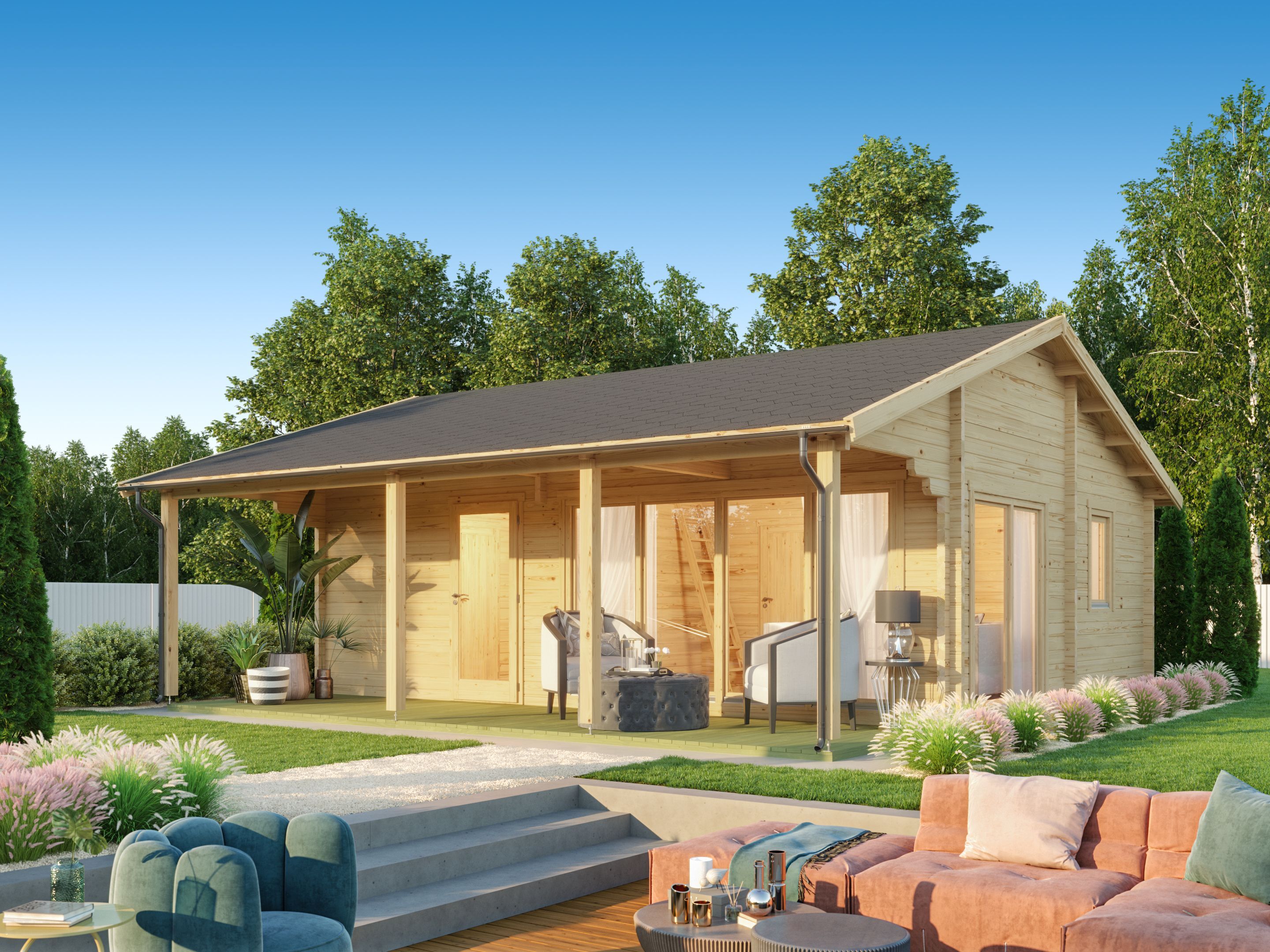 Fjordholz Satteldach Gartenhaus Modell Mikka 70 B 8x6m | Rabatt: 26 %