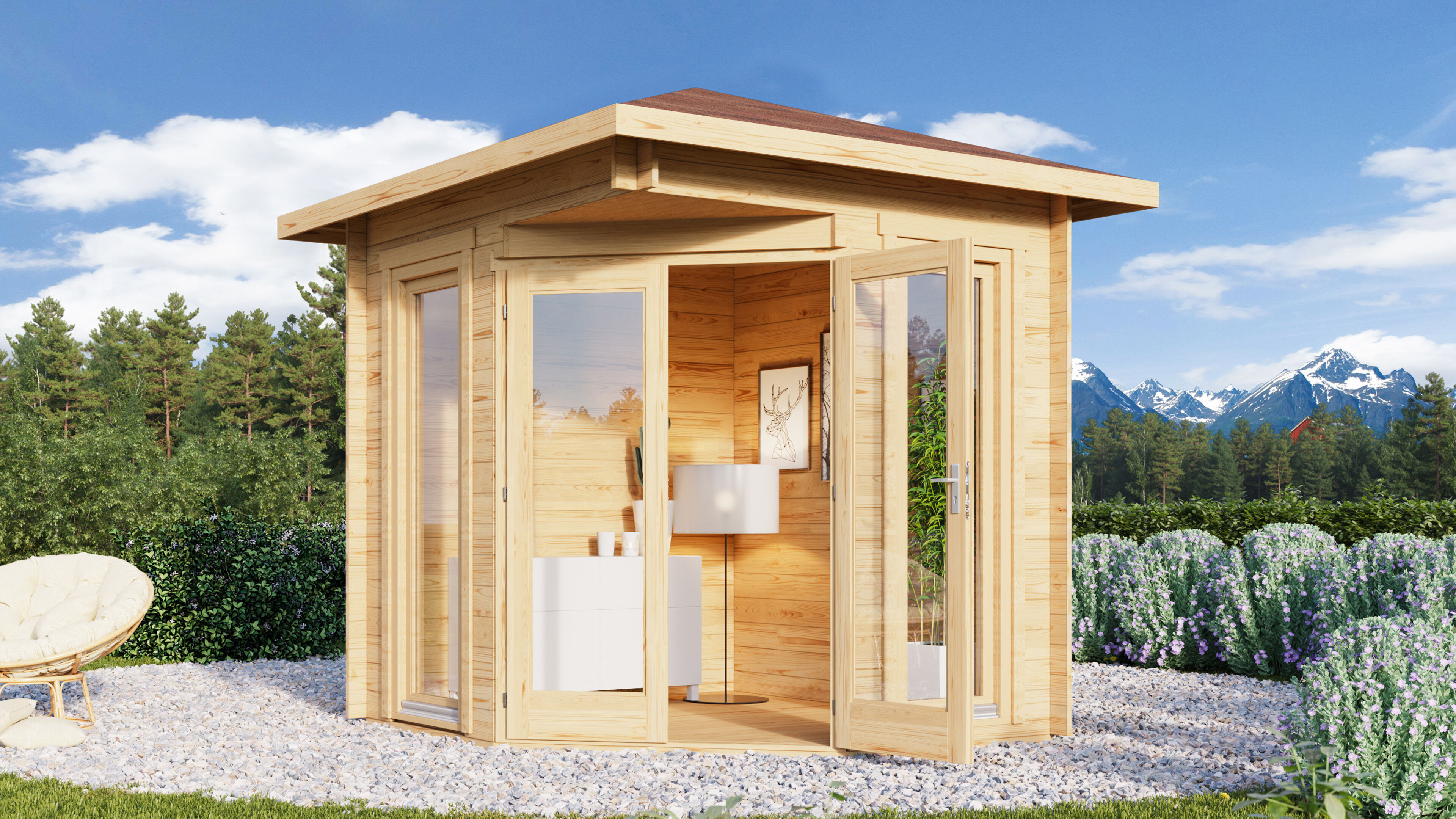 Fjordholz Gartenhaus Modell Nina 44 D 3x3m | Rabatt: 26 %