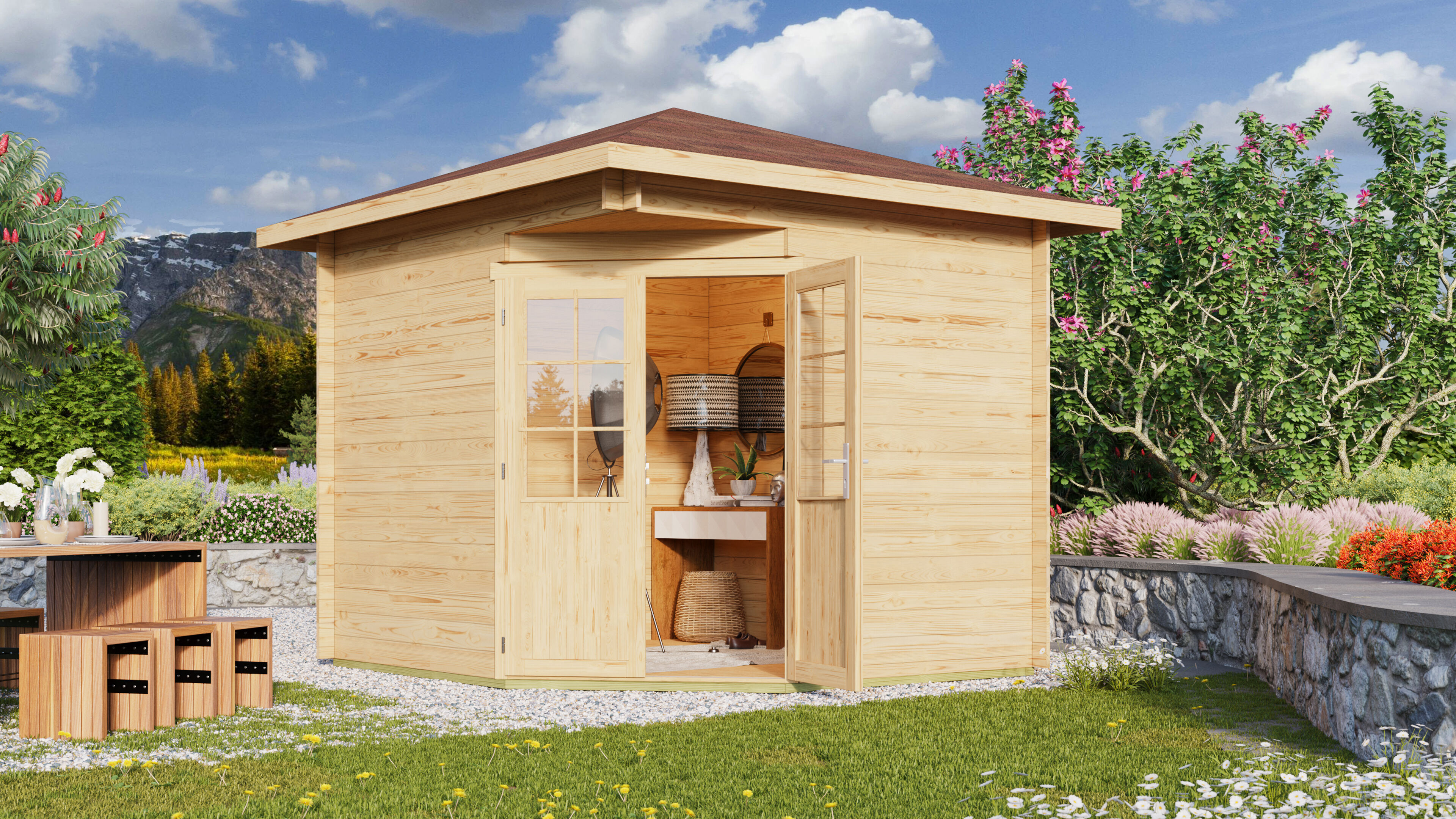 Fjordholz Gartenhaus Modell Nelly 44 B 4x3m | Rabatt: 26 %