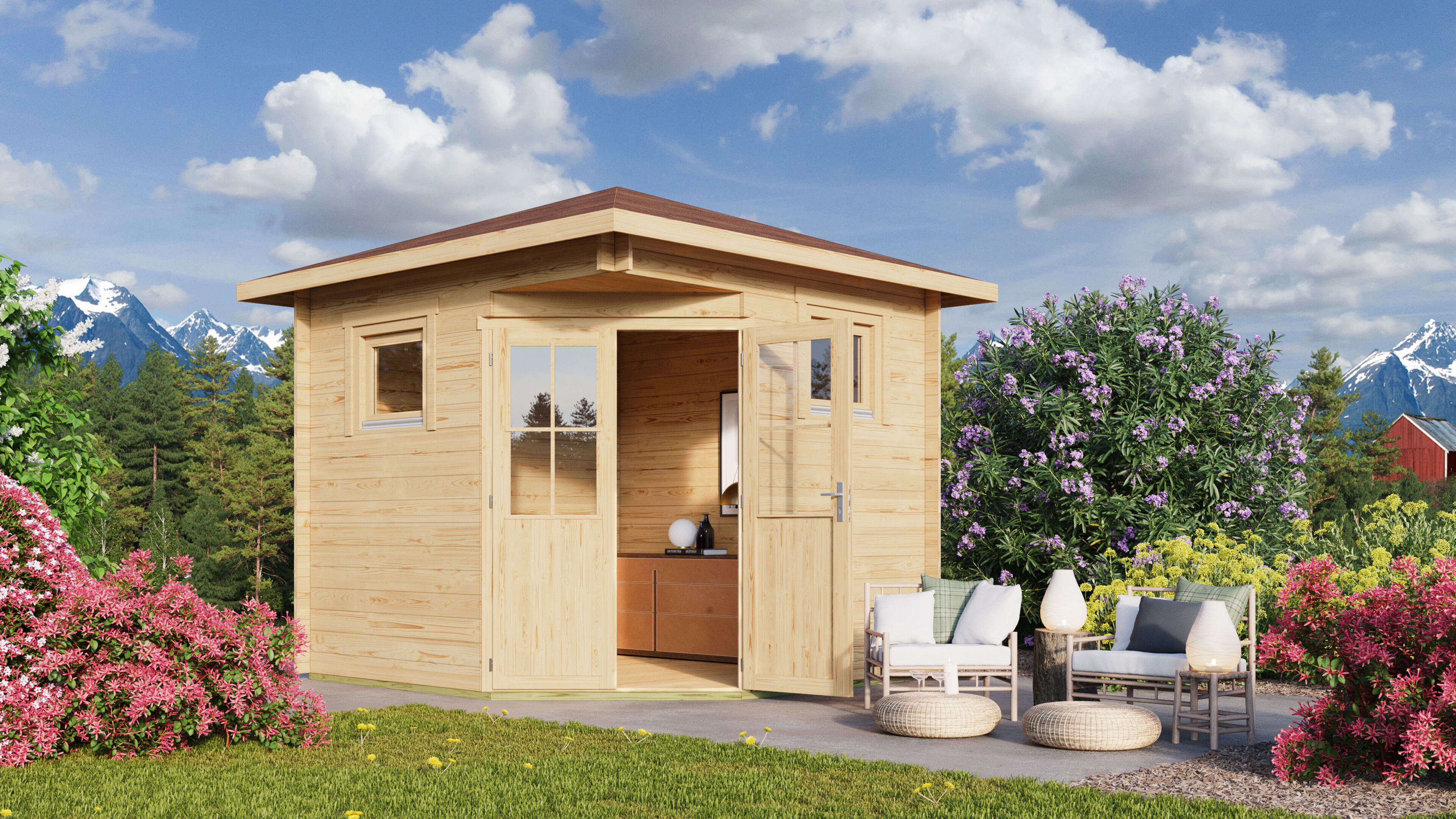 Fjordholz Gartenhaus Modell Nelly 44 C 3x3m | Rabatt: 26 %