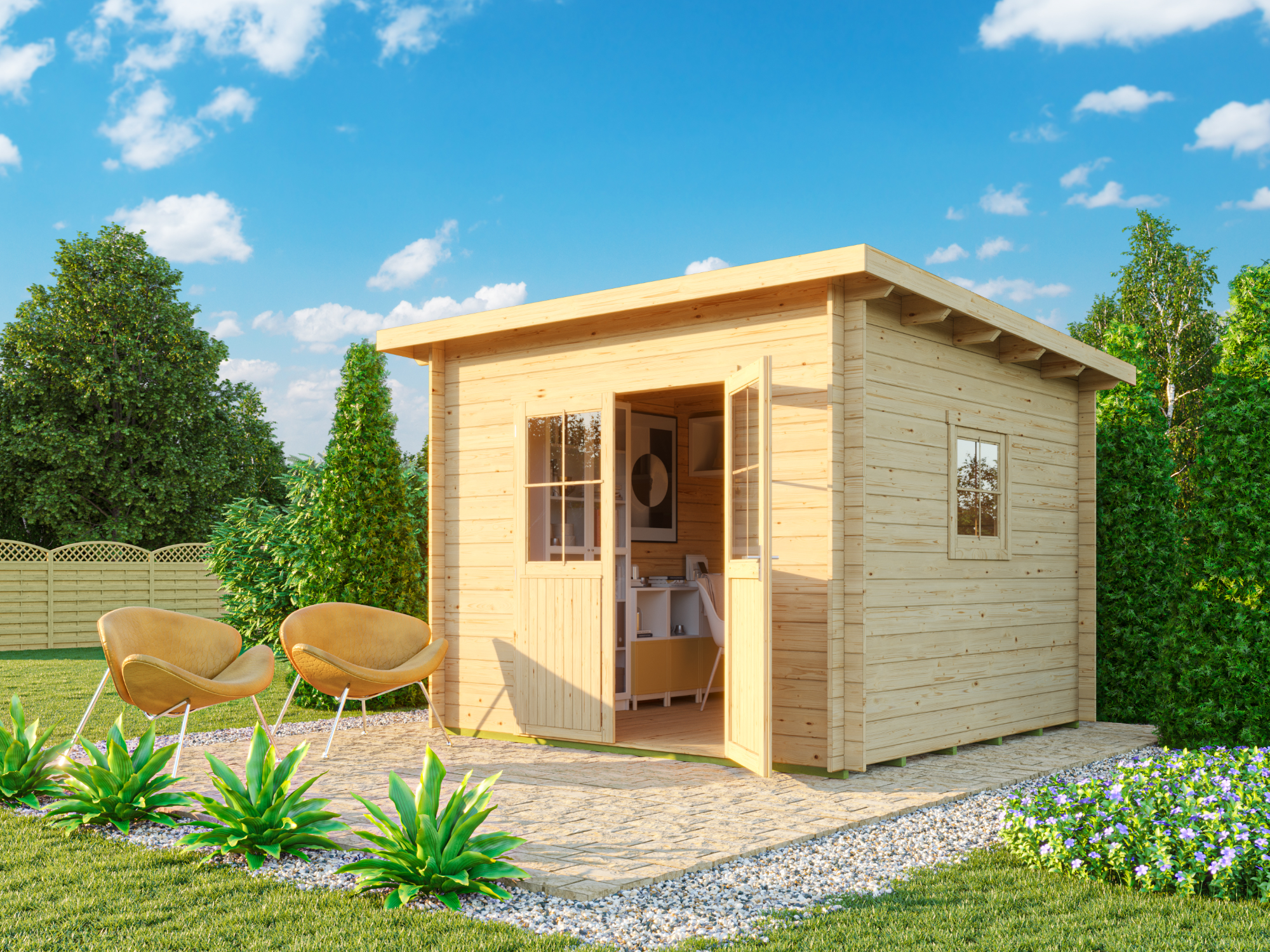 Fjordholz Pultdach Gartenhaus Modell Ezra 3E 6x4m | Rabatt: 26 %