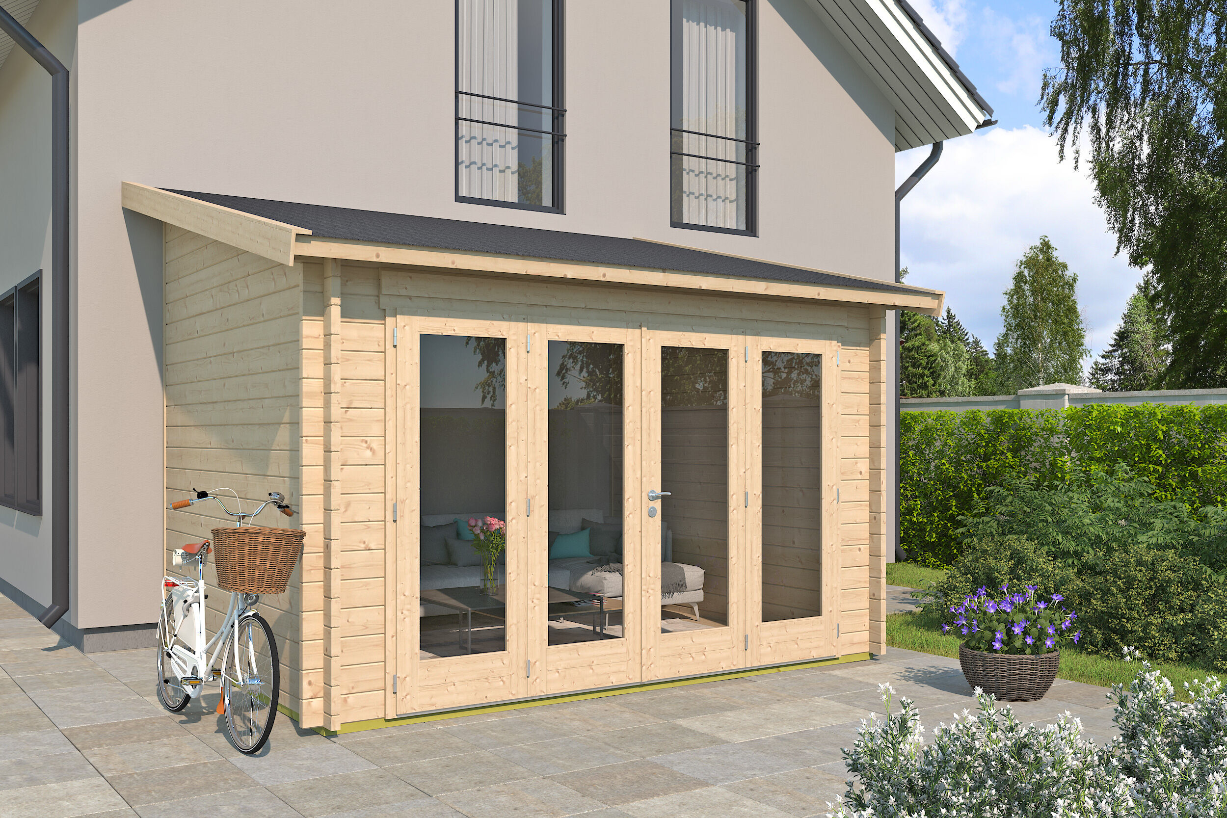 Gartenhaus Modell Anbau Lounge 44 A 5x3m | Rabatt: 26 %