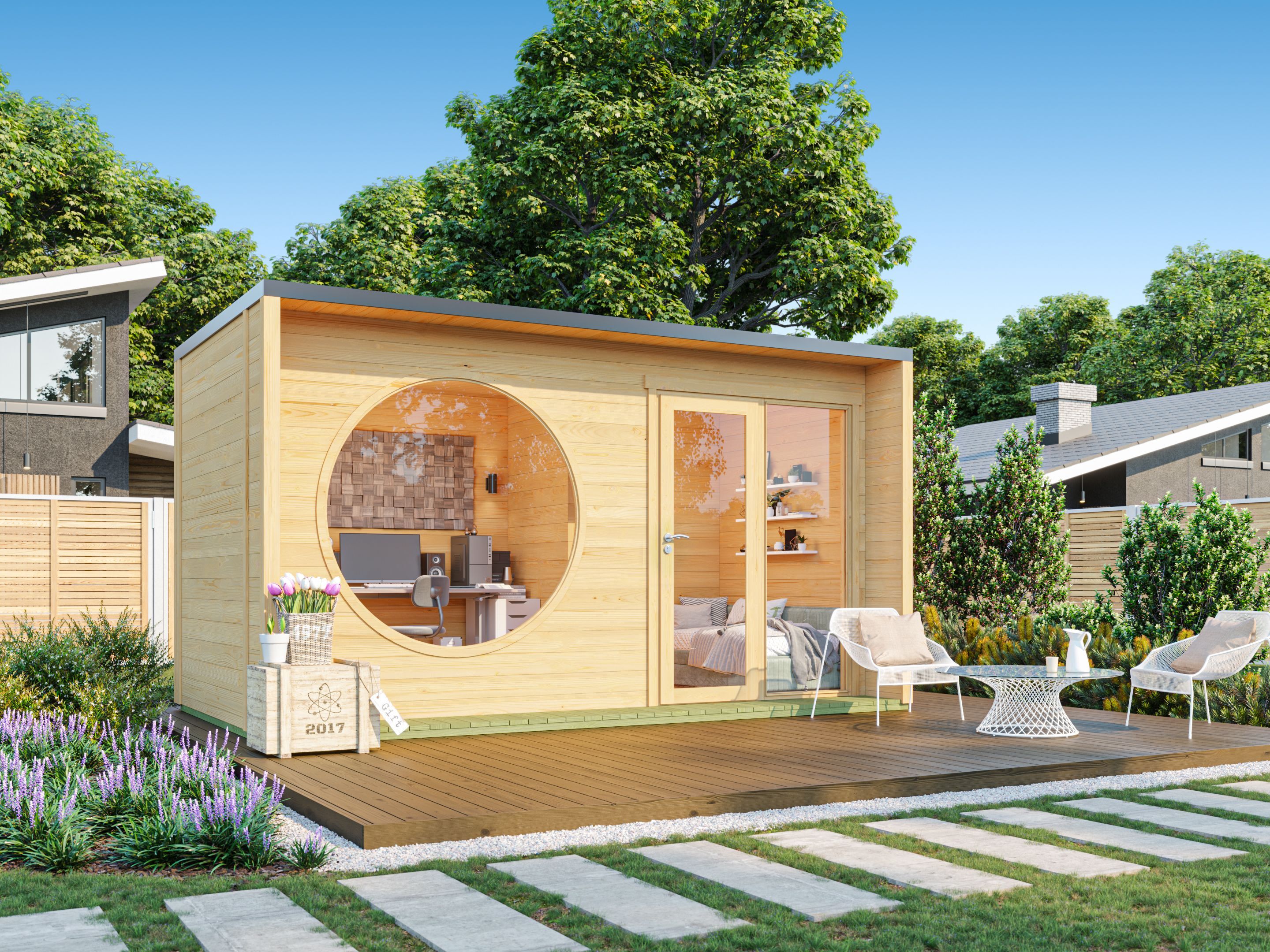 Fjordholz Gartenhaus Modell Office Box Größe M nat 6x4m | Rabatt: 26 %
