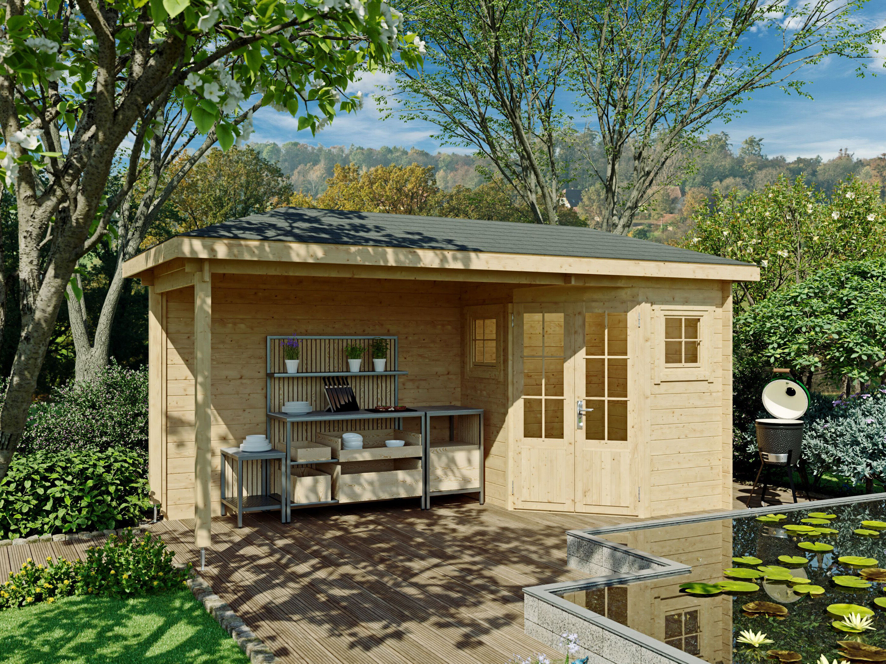 Fjordholz 5-Eck Gartenhaus Modell Evelyn 1C 5x3m | Rabatt: 26 %