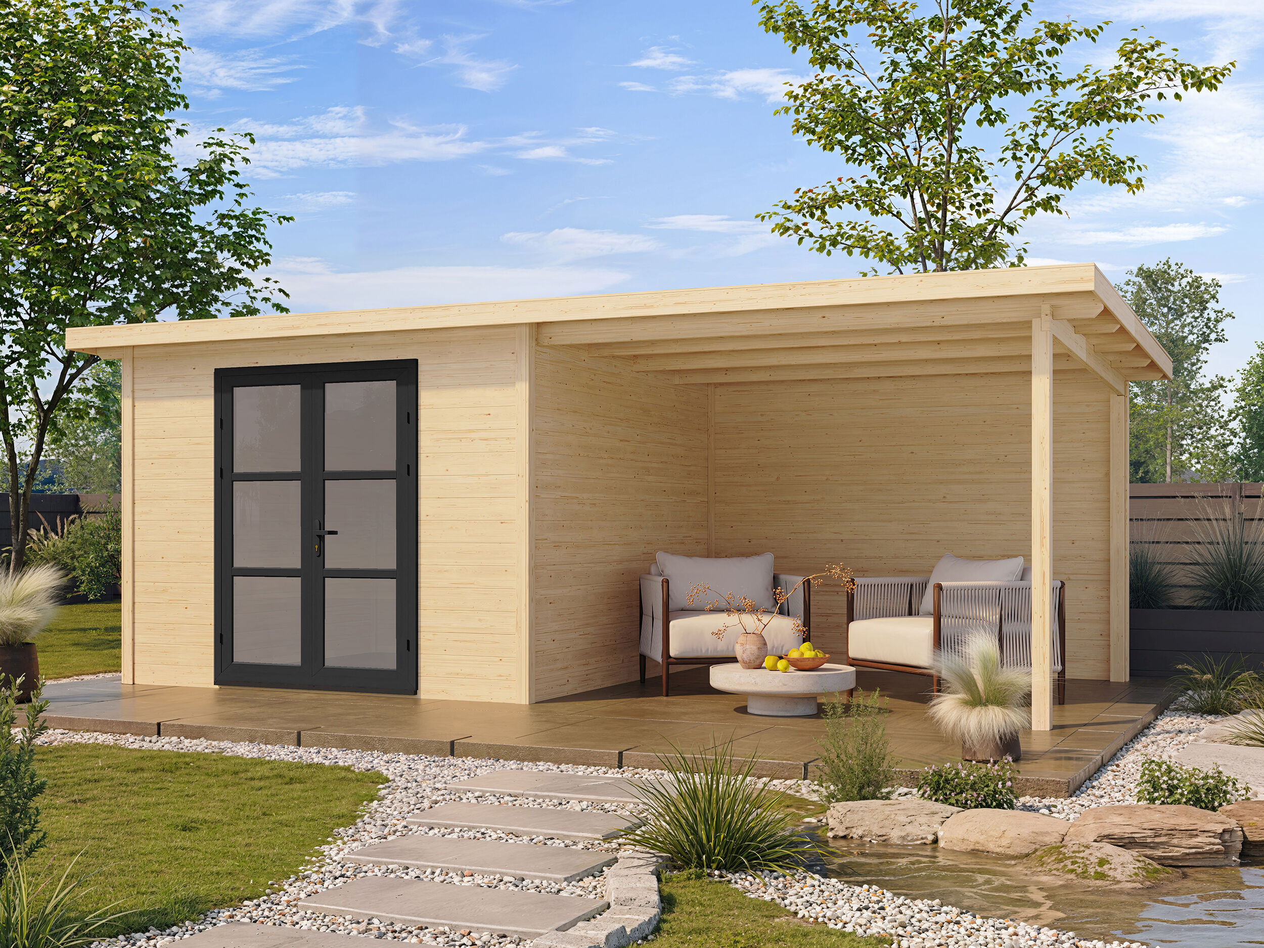 Fjordholz Gartenhaus Modell Alu Line 28-C 3x3m | Rabatt: 26 %