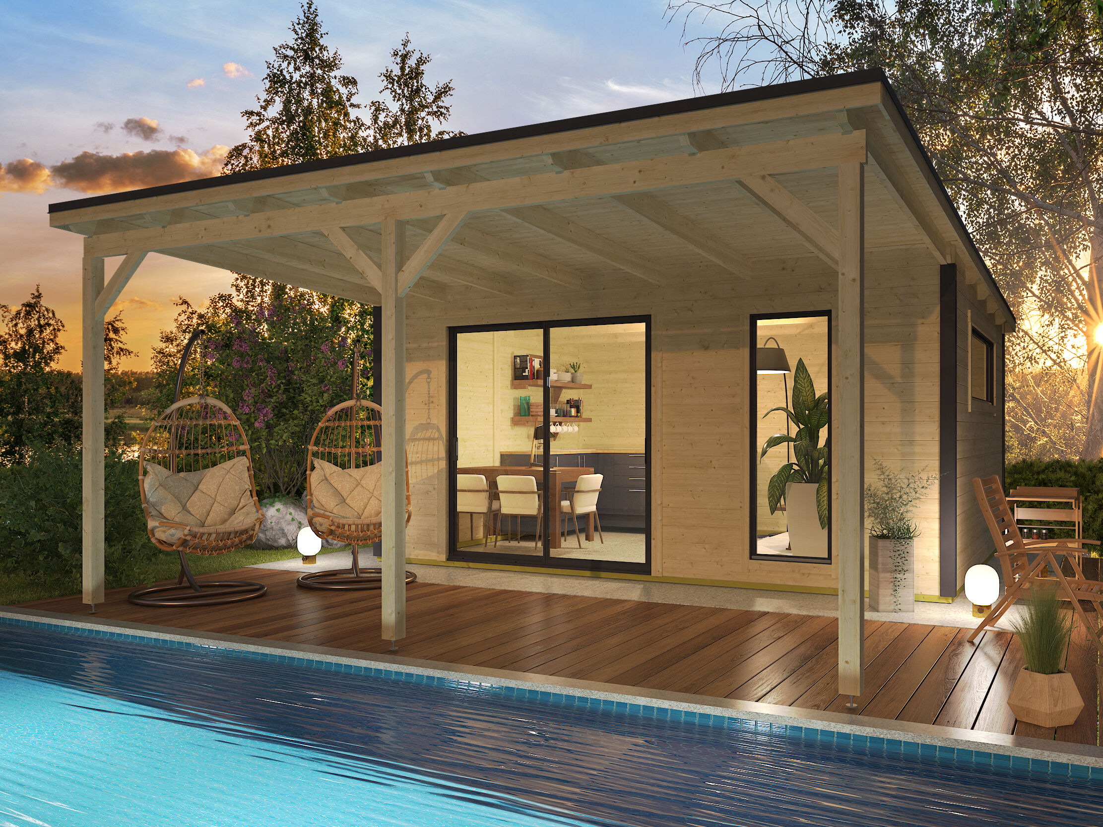 Fjordholz Gartenhaus Modell Juist-4 mit Vordach 5x4m | Rabatt: 26 %