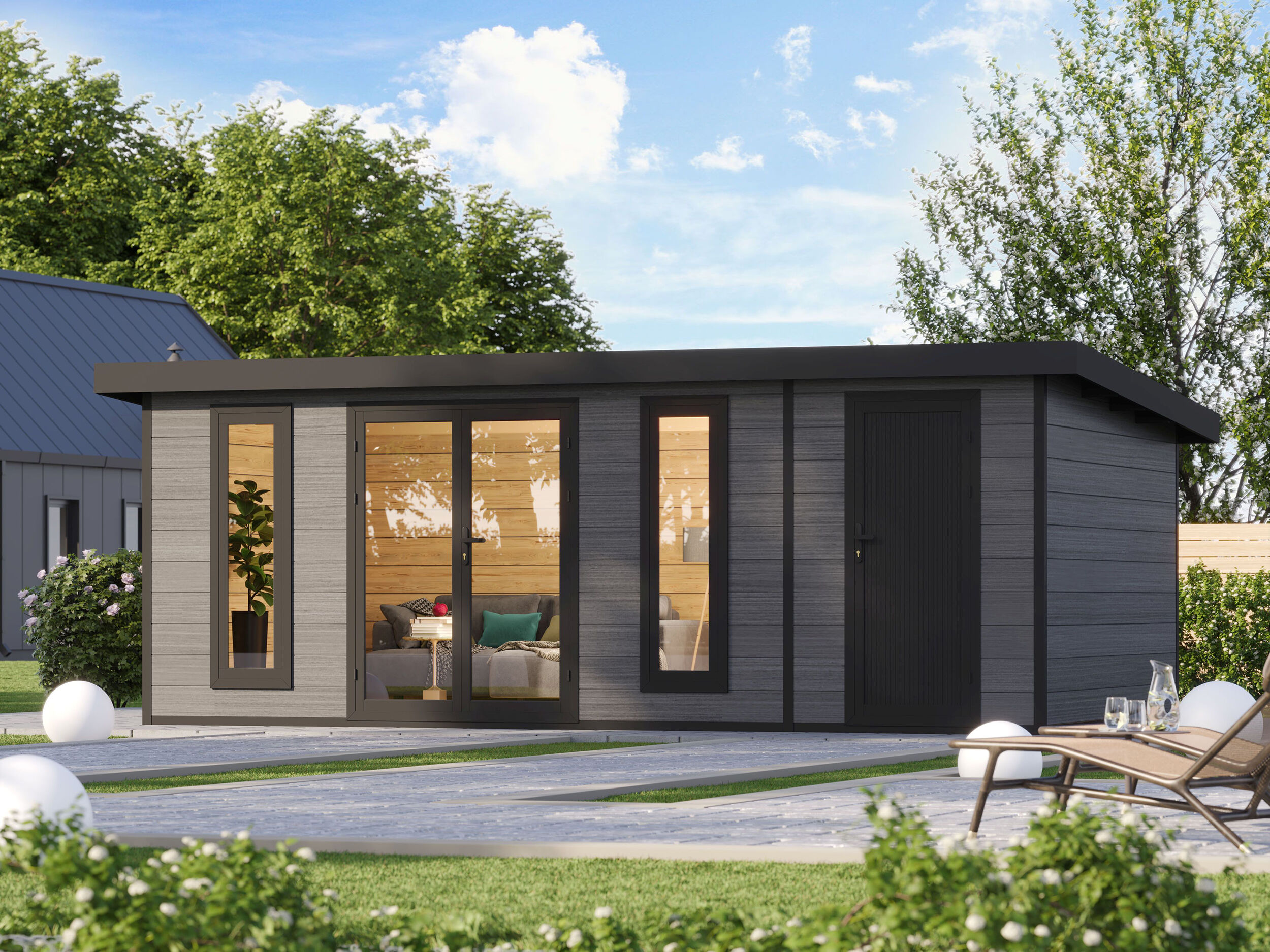 WPC Gartenhaus Modell Panorama 2-Raum 6x3m | Rabatt: 26 %