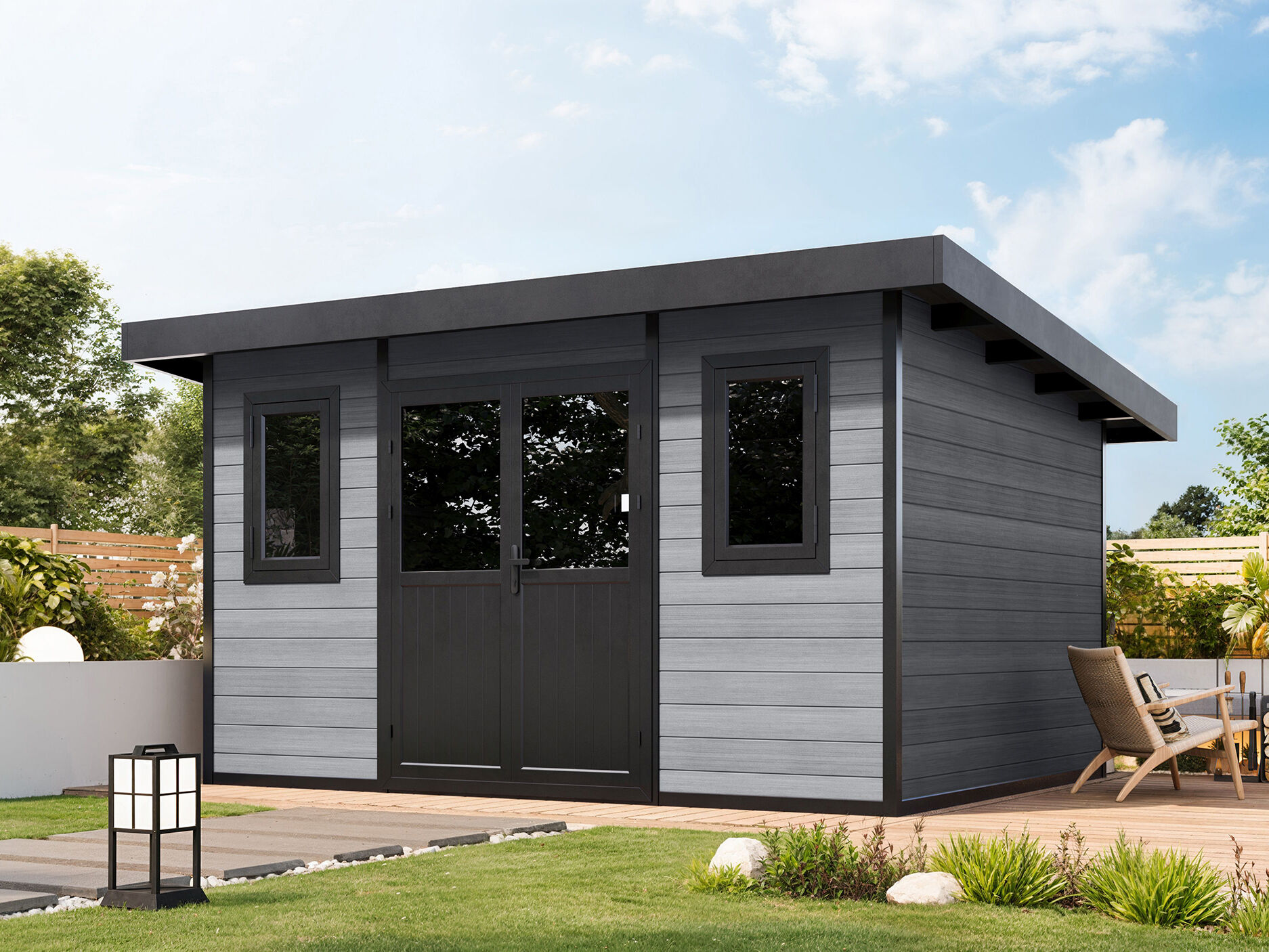 WPC Gartenhaus Modell Duo Color 12 m² 4x3m | Rabatt: 26 %