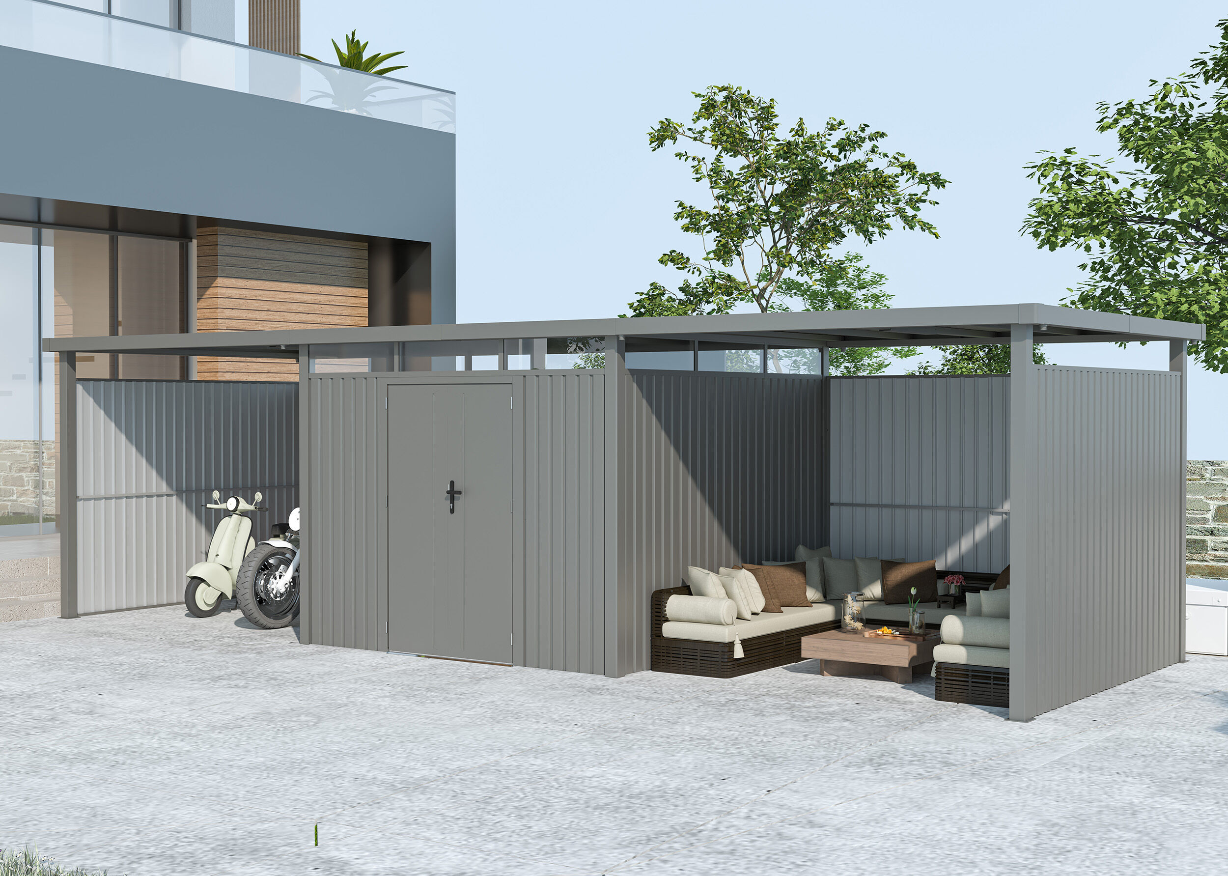 Metall Gerätehaus Modell Style 7,56 m² Spar-Set-4 4x2m | Rabatt: 37 %