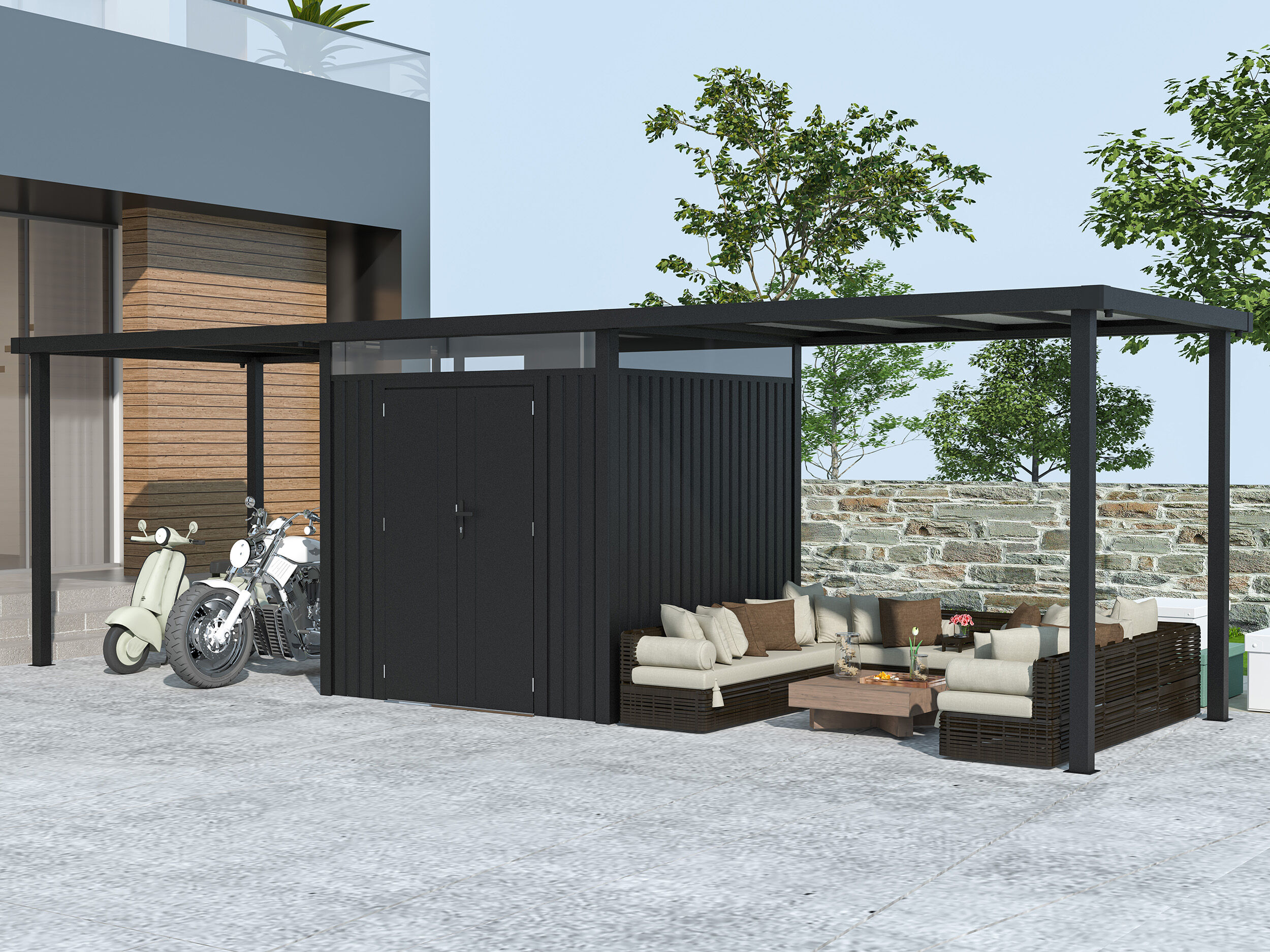 Metall Gerätehaus Modell Style 4,45 m² Spar-Set 3 4x3m | Rabatt: 37 %