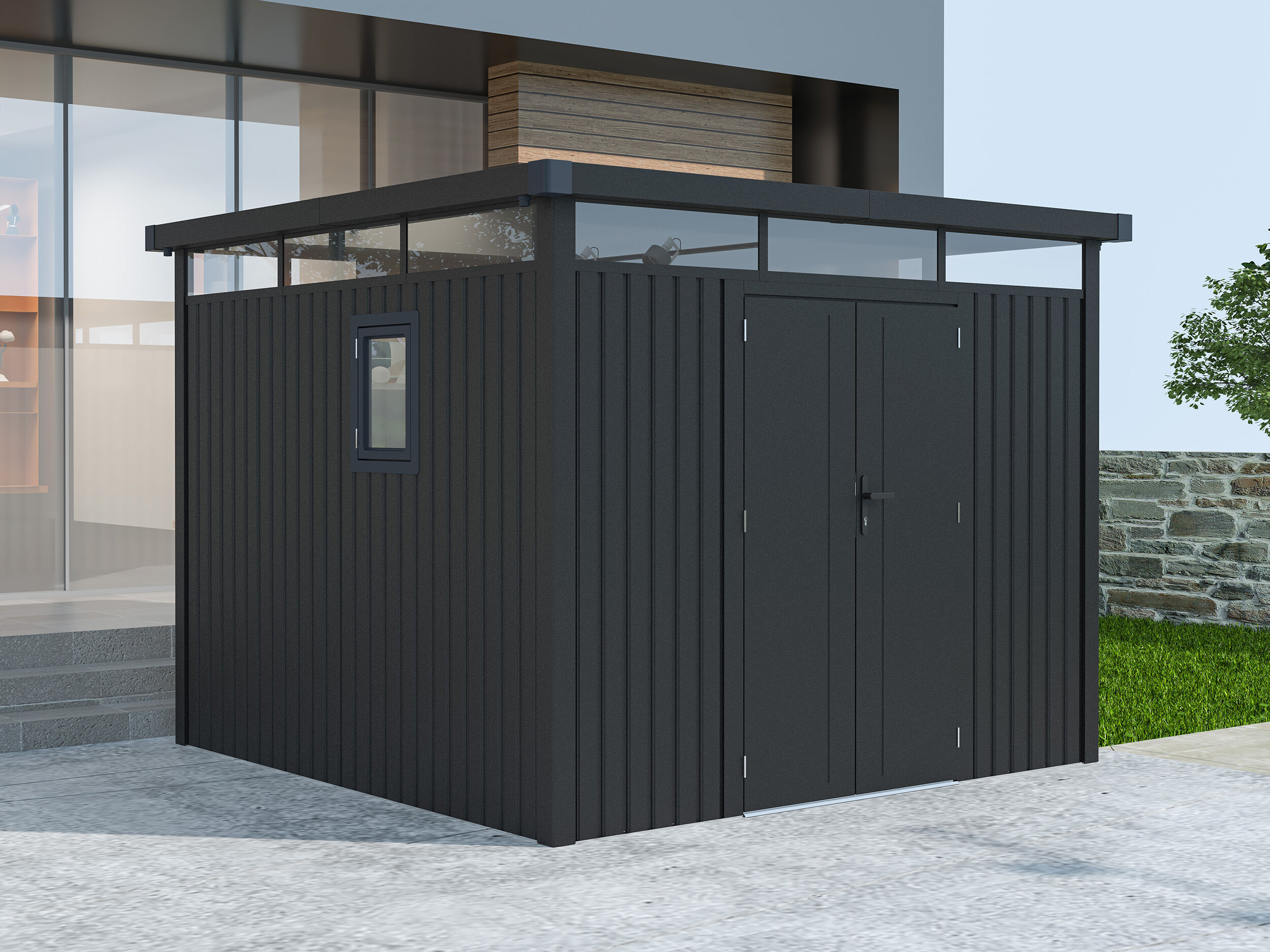 Metall Gerätehaus Modell Style 7,56 m² Anthrazit 3x2m | Rabatt: 39 %