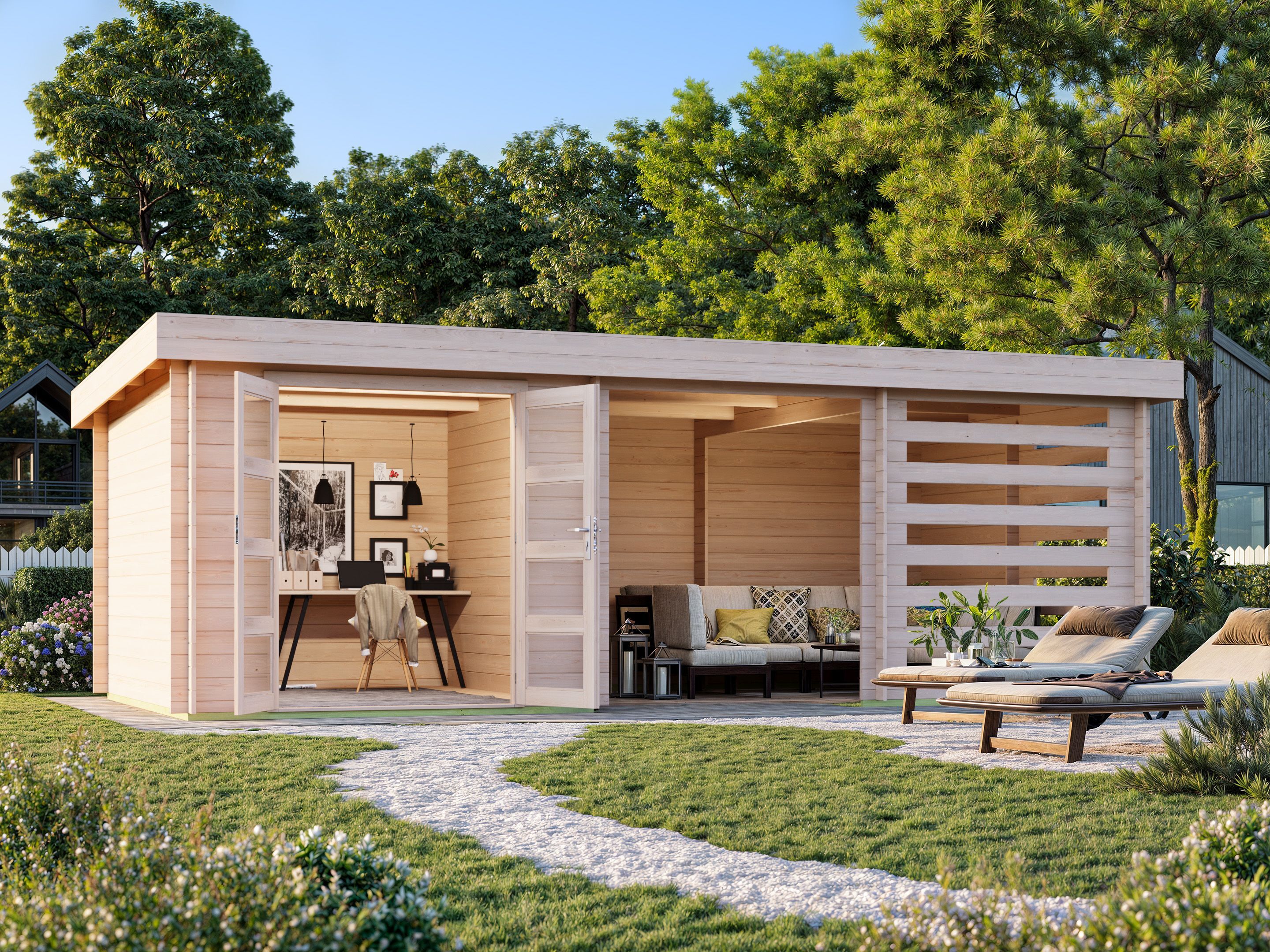 Fjordholz Flachdach Gartenhaus Modell Samim 28 6x3m | Rabatt: 26 %