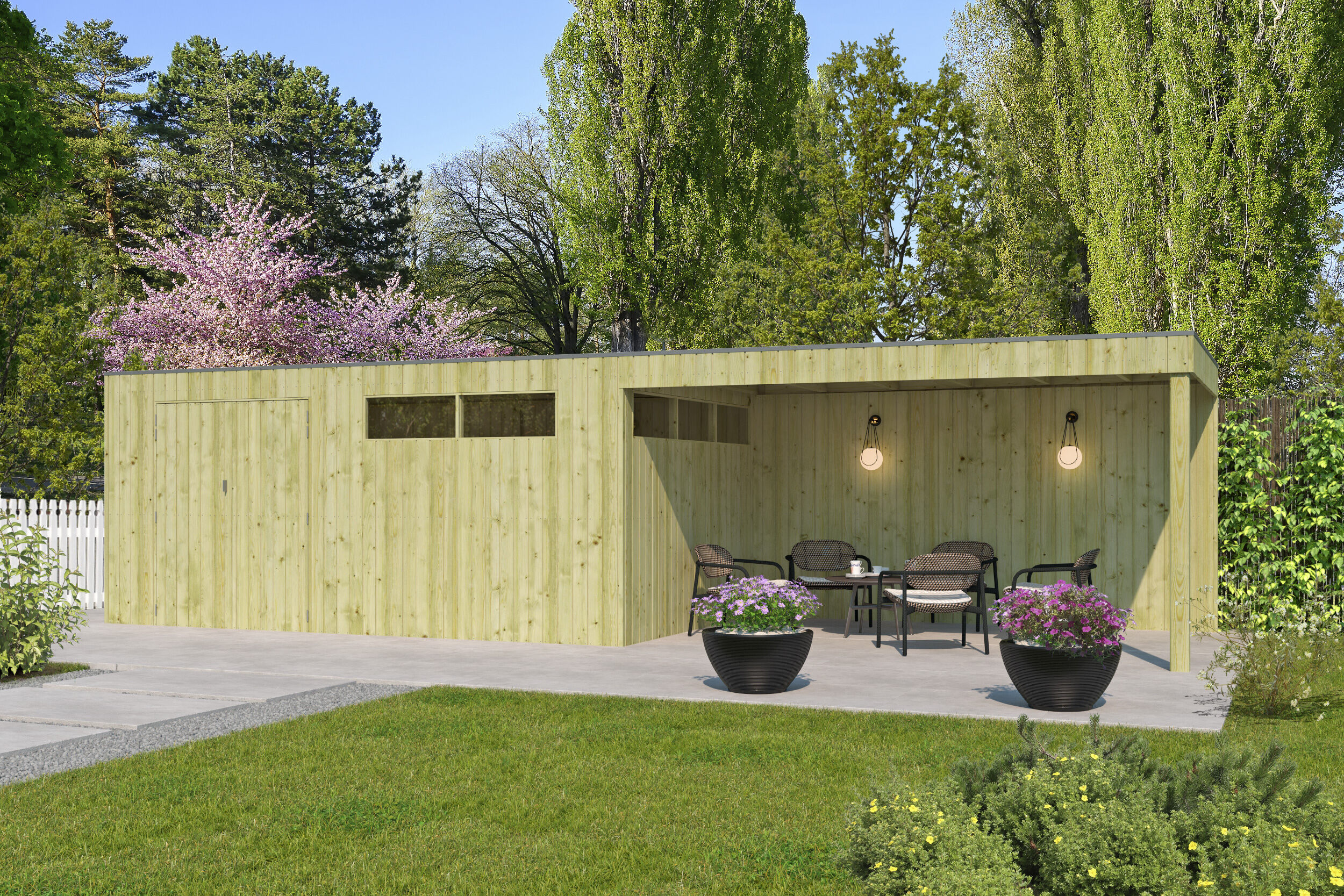 Gartenhaus Modell QBV-Line 14,90 m² + 400 cm Anbau 6x4m | Rabatt: 26 %
