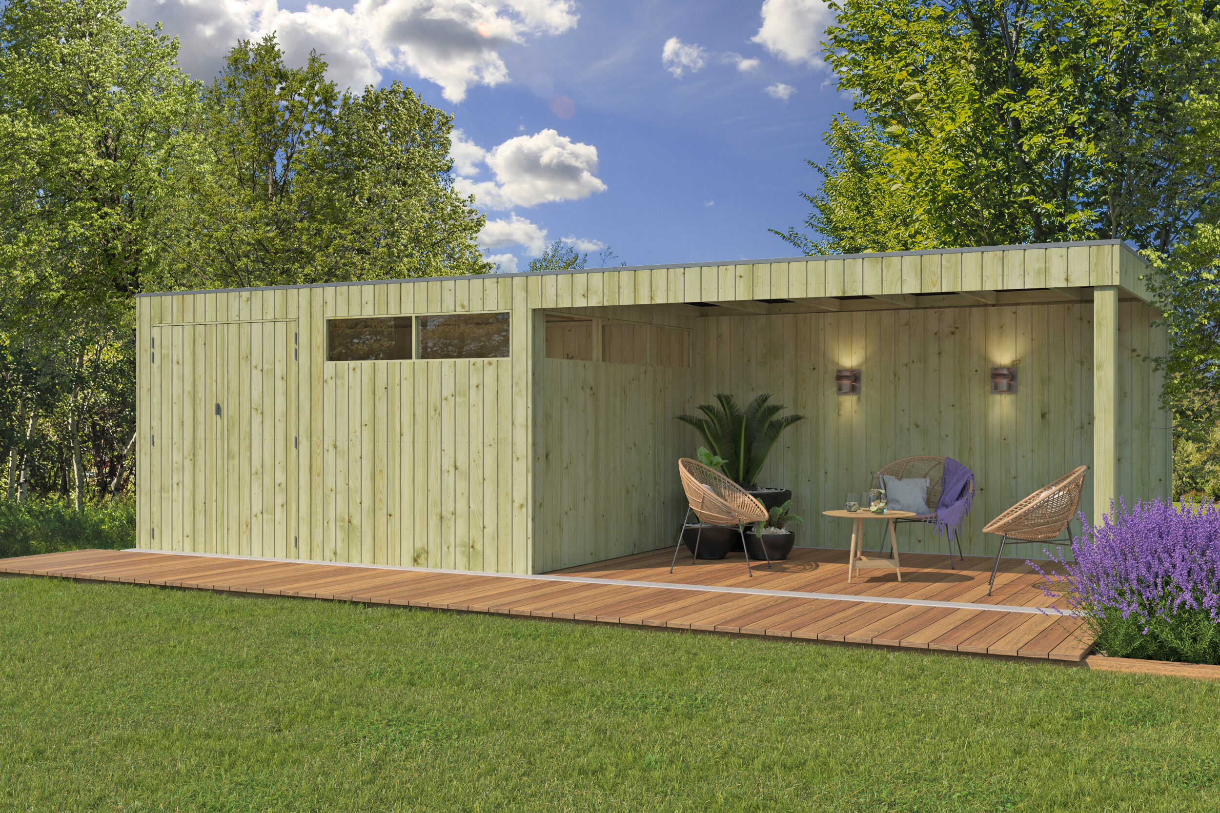 Gartenhaus Modell QBV-Line 11,89 m² + 400 cm Anbau 6x4m | Rabatt: 26 %