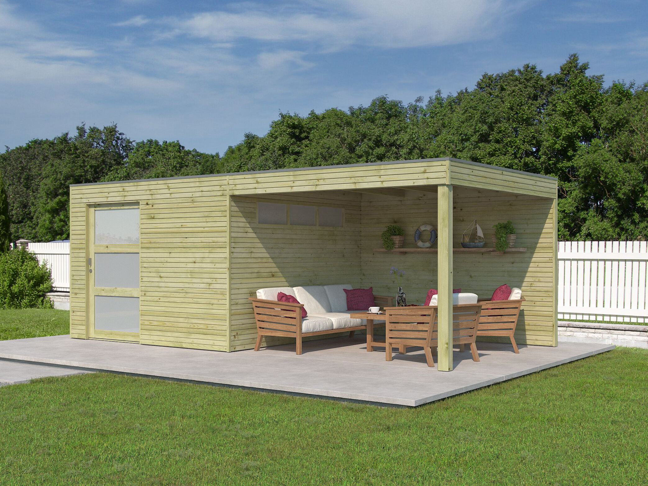 Gartenhaus Modell QBS-Line 9,00 m² + 300 cm Anbau 6x5m | Rabatt: 26 %