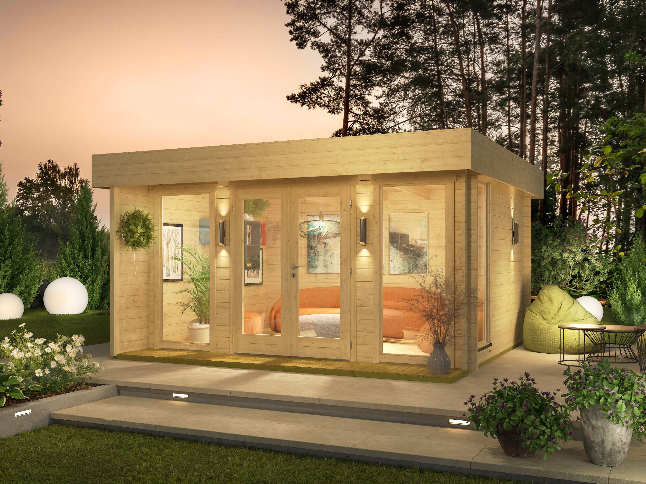 Fjordholz Gartenhaus mit Flachdach Modell Kubi Mid 4x3m | Rabatt: 26 %