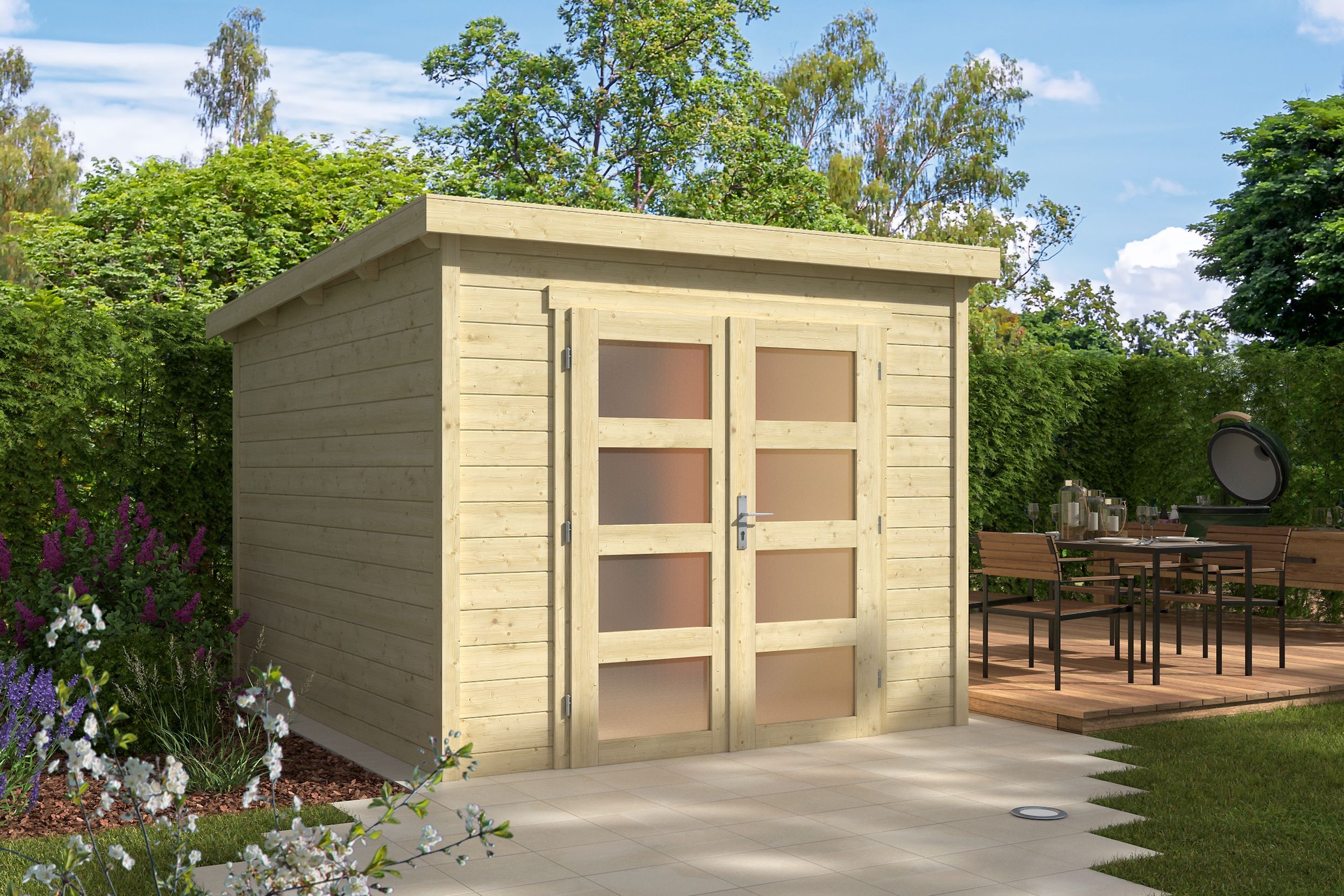Pultdach Gartenhaus Modell Ella 28-A 3x2m | Rabatt: 26 %