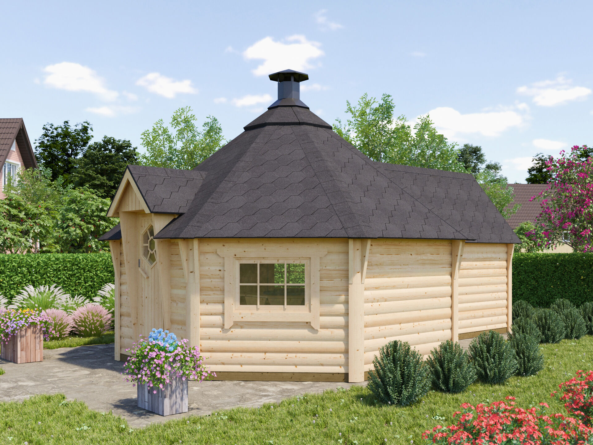 Fjordholz Grillkota mit Anbau Modell Ida 17+4m² 6x4m | Rabatt: 26 %