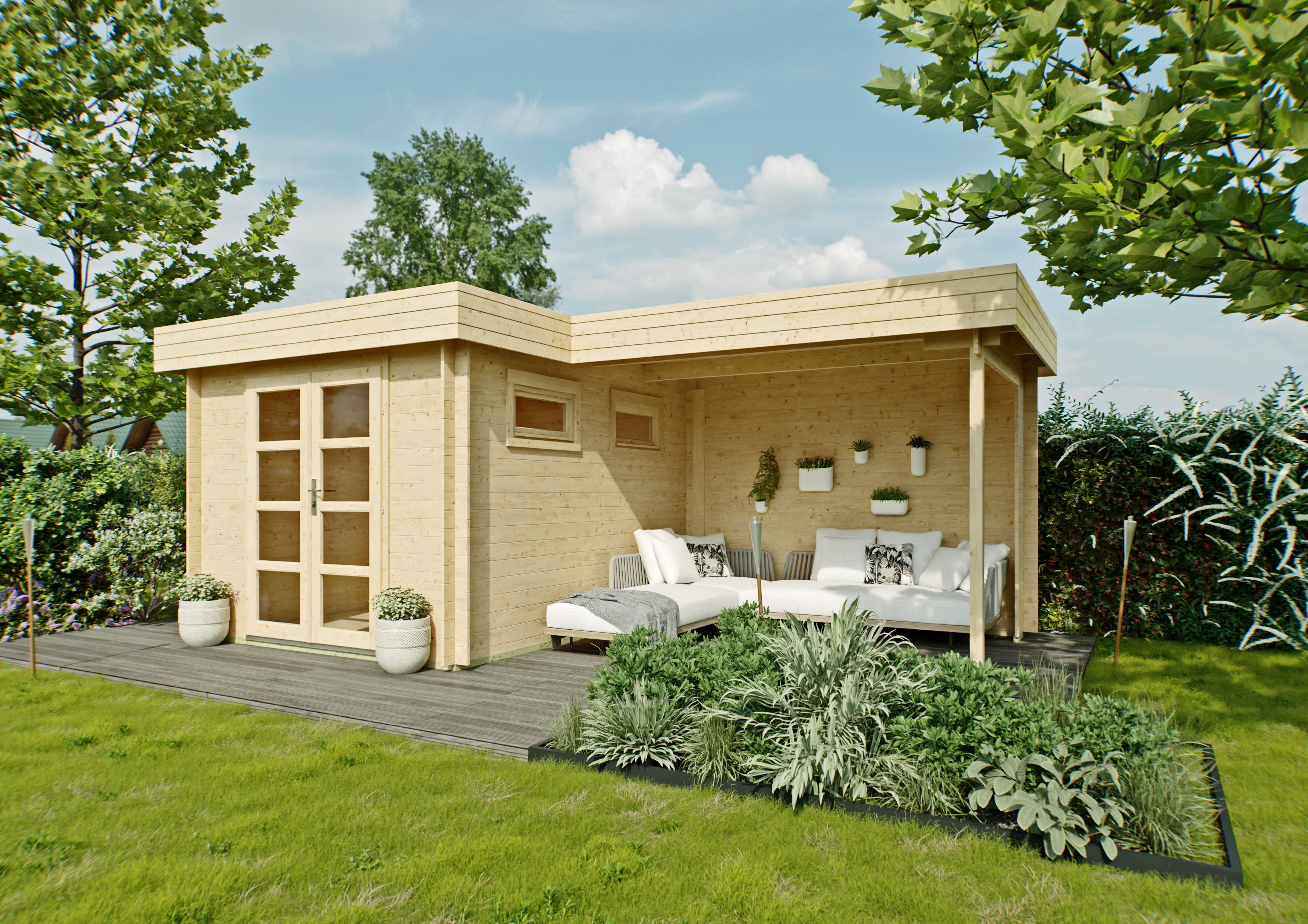 Fjordholz Flachdach Gartenhaus Modell Odina 28 B 6x3m | Rabatt: 26 %