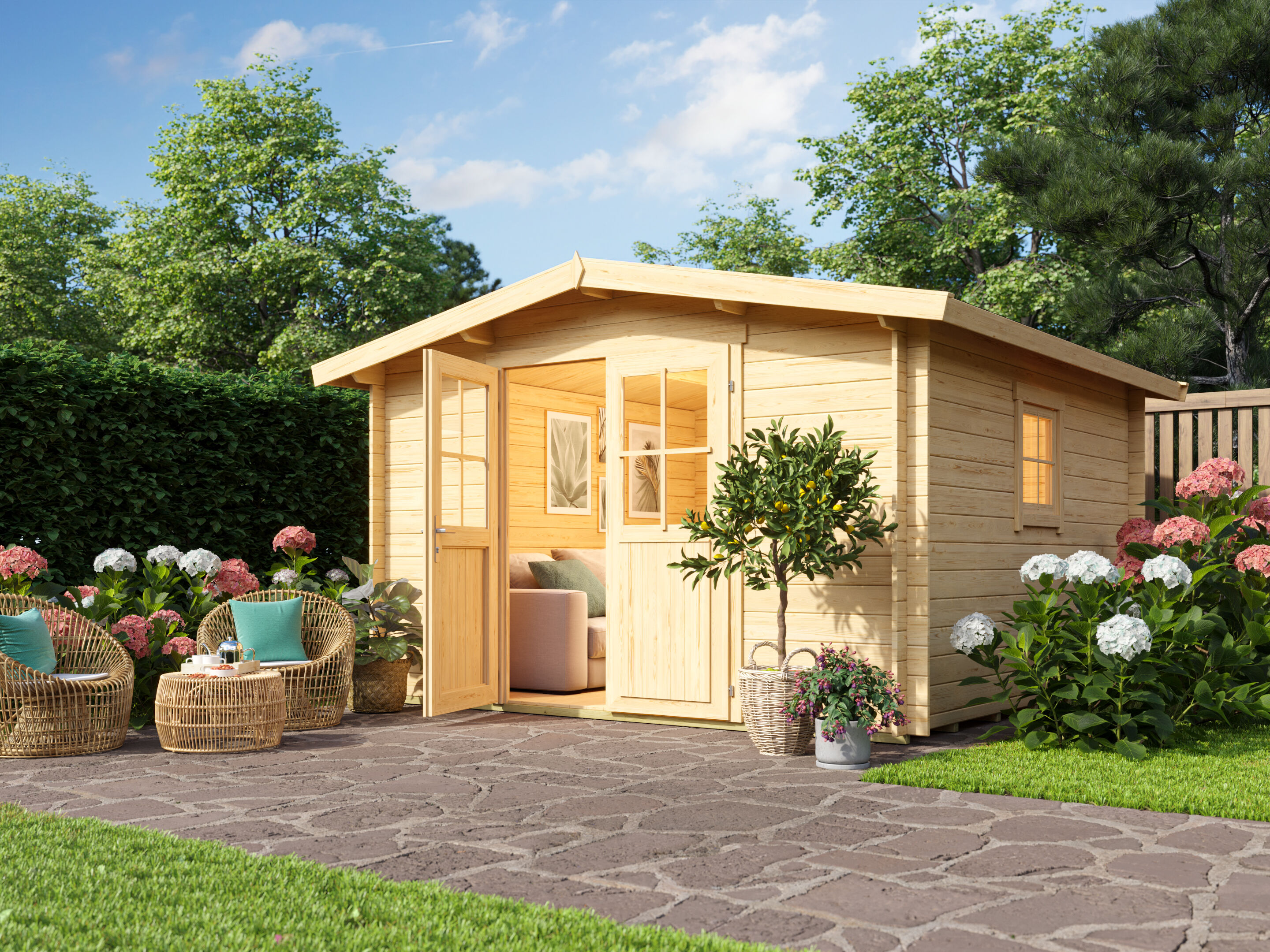 Fjordholz Satteldach Gartenhaus Modell Eliza 5E 4x3m | Rabatt: 26 %