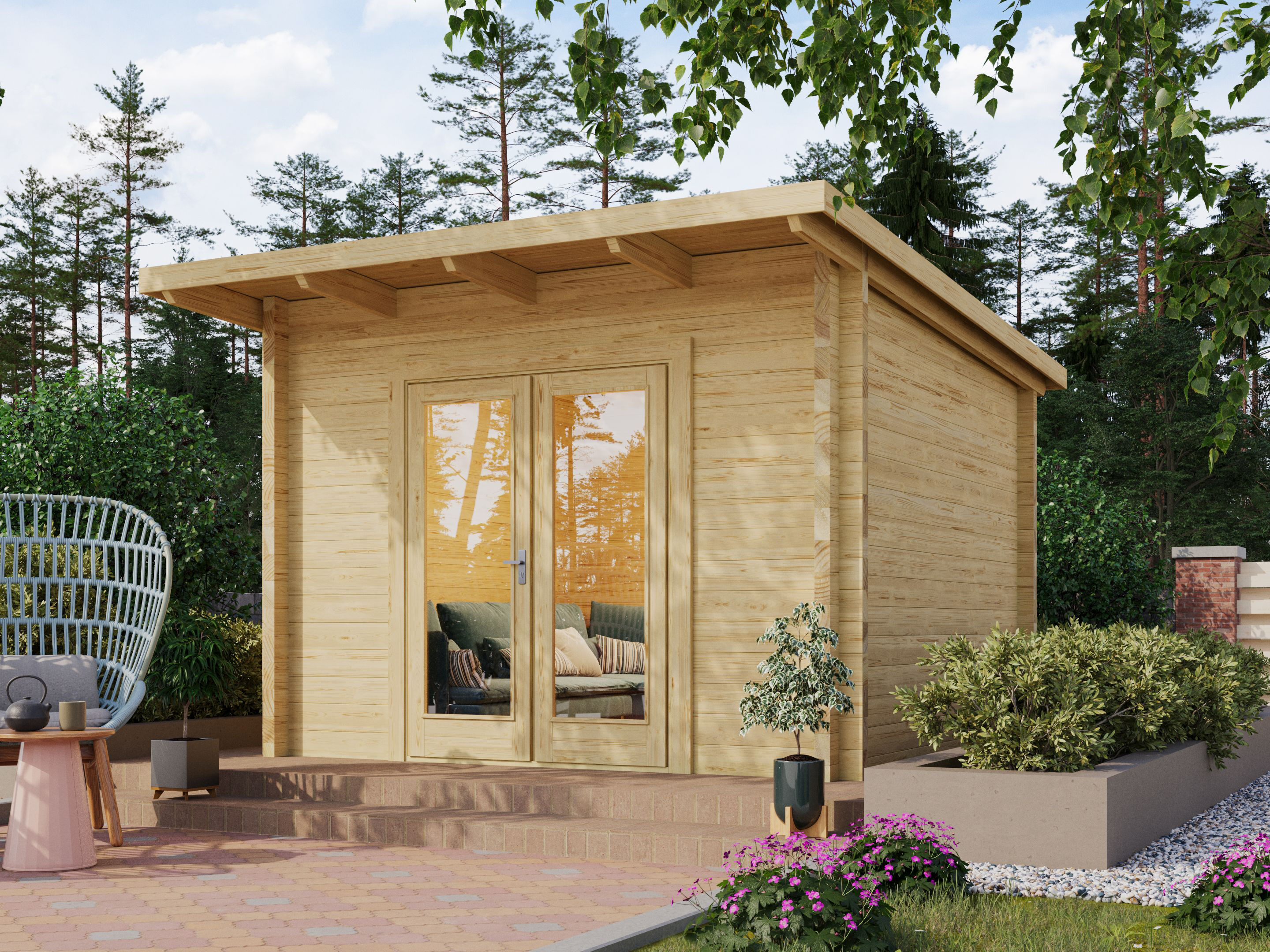 Fjordholz Gartenhaus Modell Berlin 70 A Modern 3x3m | Rabatt: 26 %