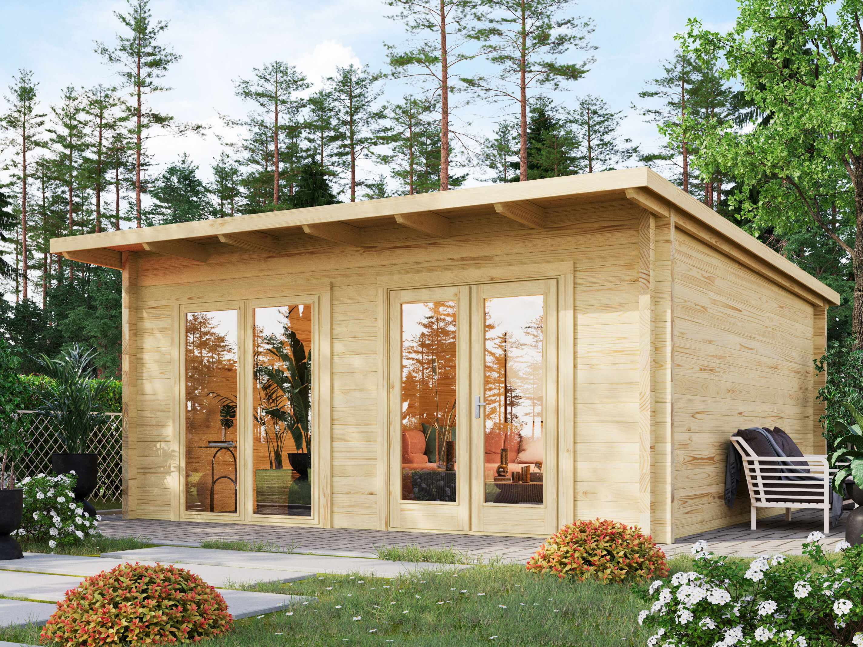 Fjordholz Gartenhaus Modell Berlin 70 D Modern mit 6x5m | Rabatt: 26 %