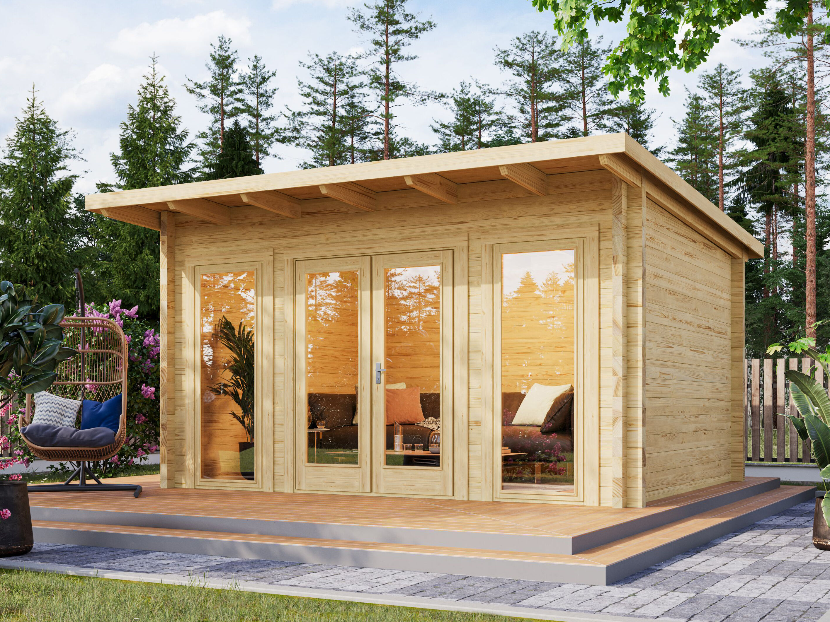 Fjordholz Gartenhaus Modell Berlin 70 B Modern 4x3m | Rabatt: 26 %