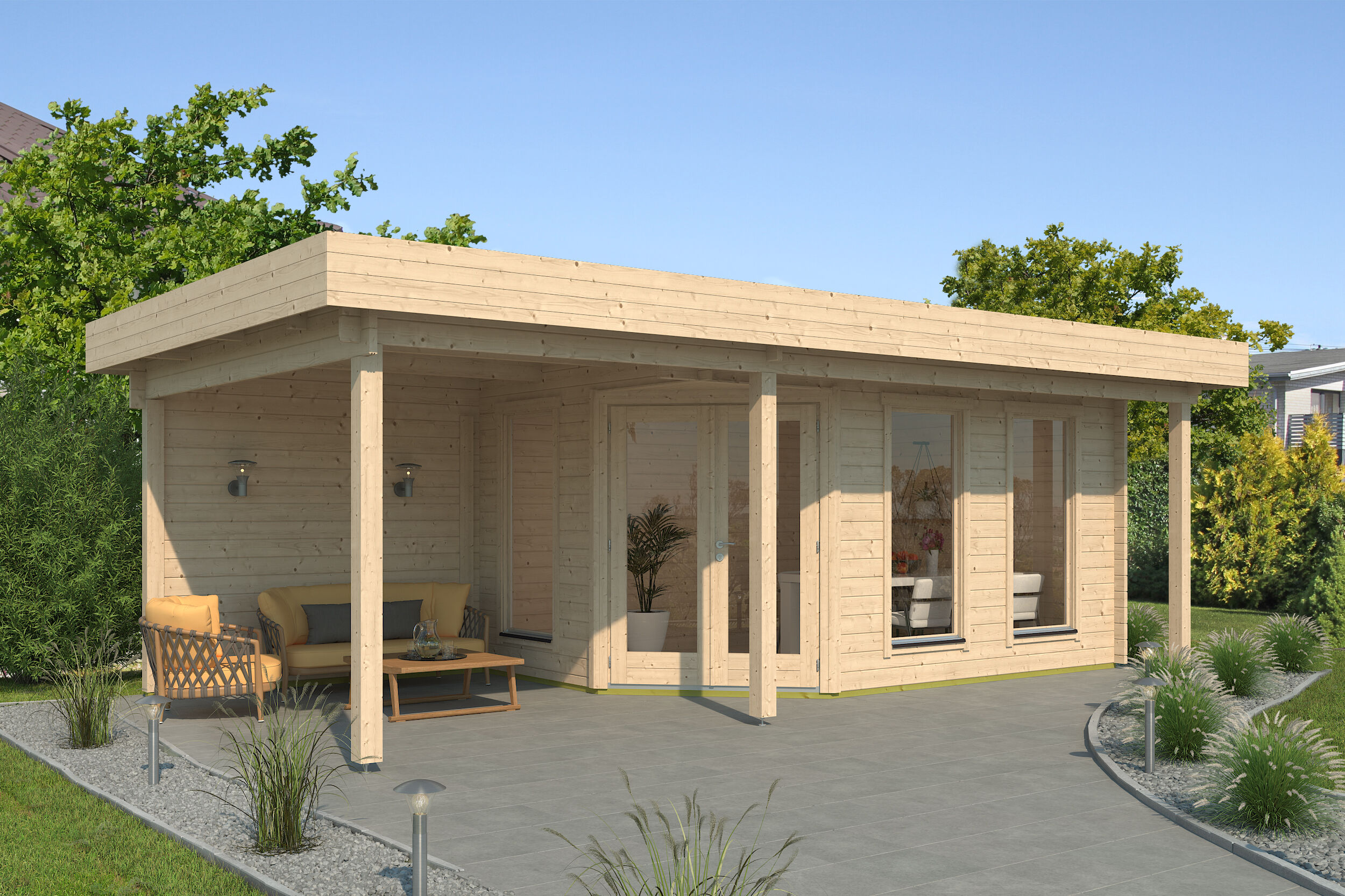 Fjordholz Gartenhaus Modell Nora 44 I Modern 8x4m | Rabatt: 26 %