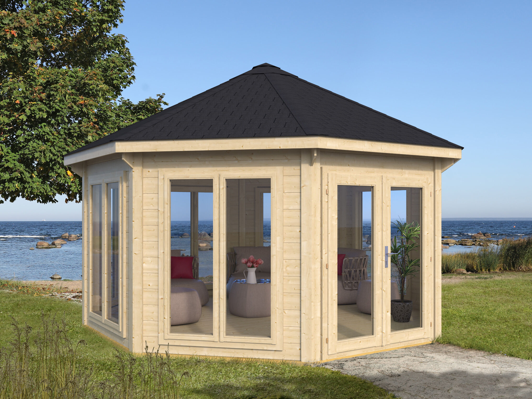 Gartenpavillon Modell Modern 17 m² mit 7 Fenstern 5x4m | Rabatt: 26 %