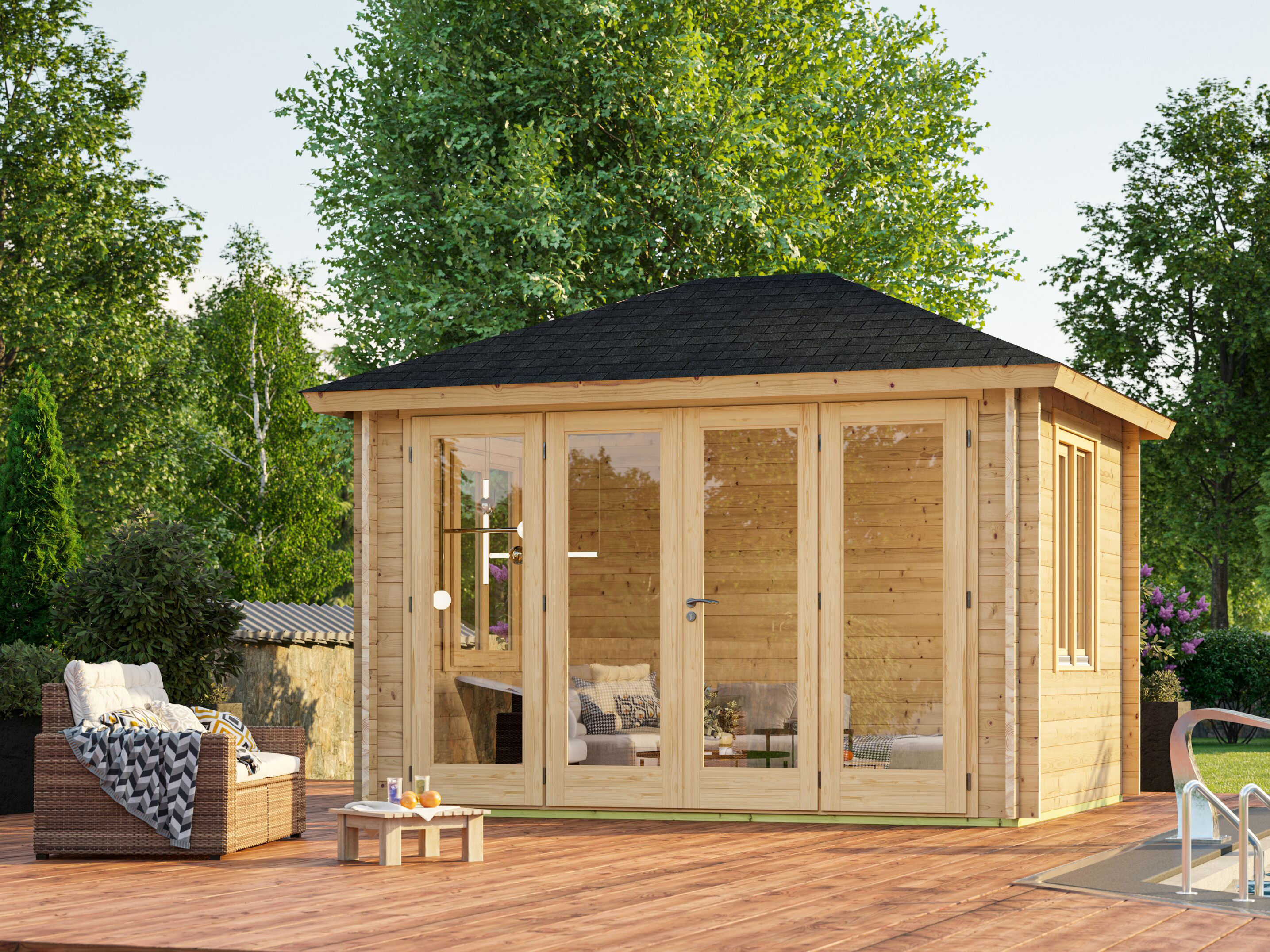 Fjordholz Gartenlounge Modell Kiano 44 F 4x3m | Rabatt: 26 %