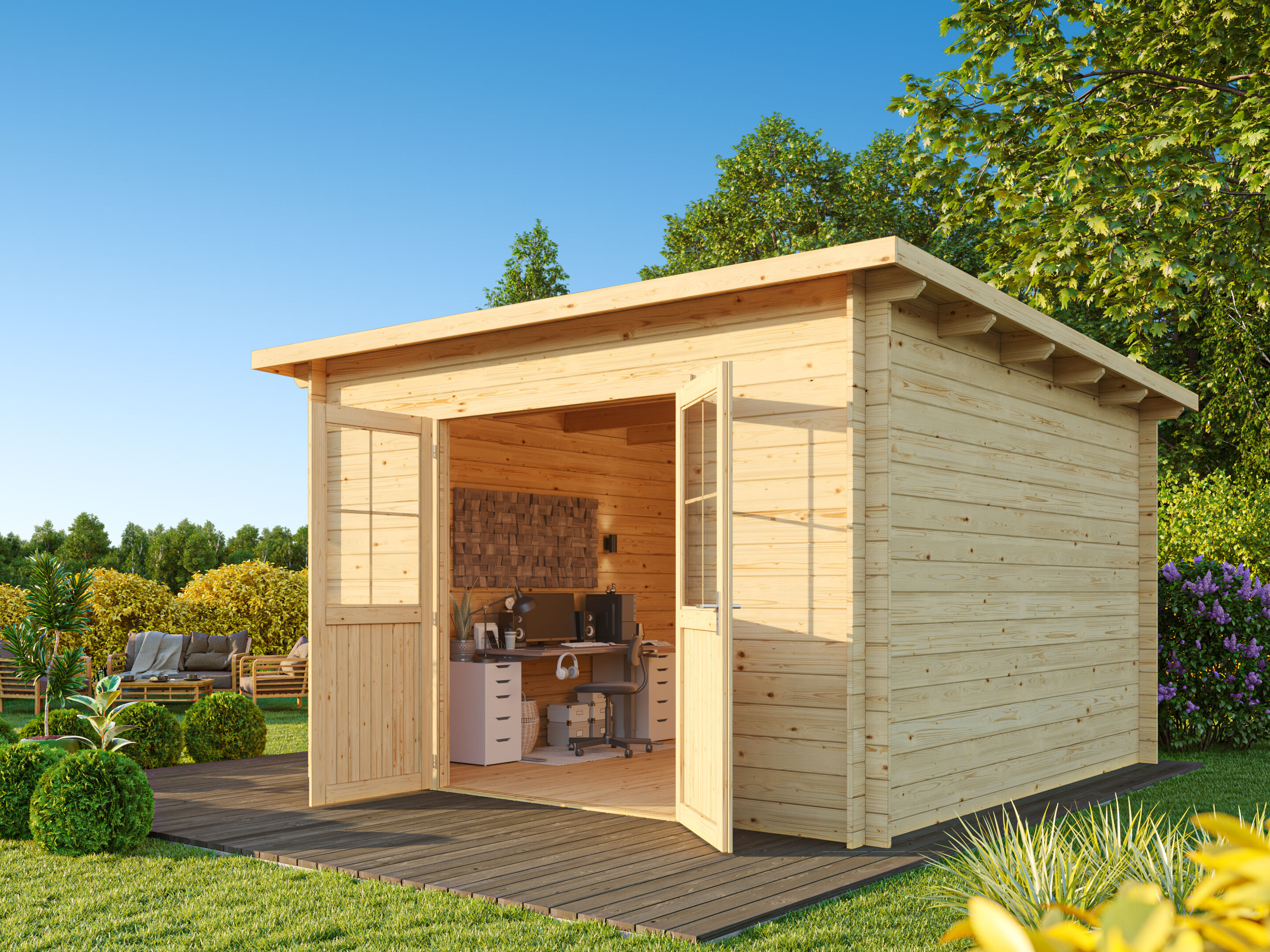 Fjordholz Pultdach Gartenhaus Modell Ezra 5D 4x3m | Rabatt: 26 %