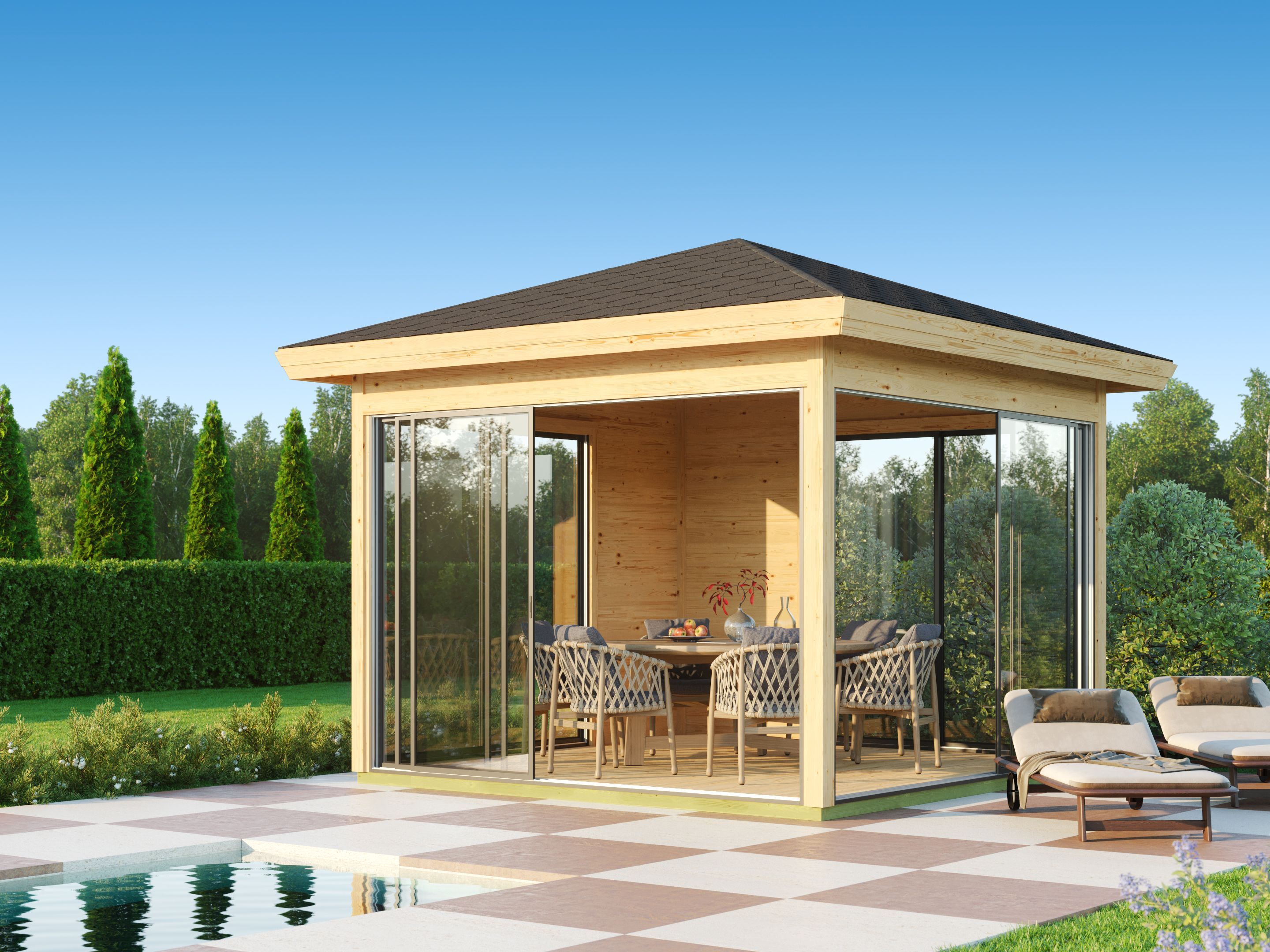 Fjordholz Glaspavillon Modell Alu 44 E 6x4m | Rabatt: 26 %