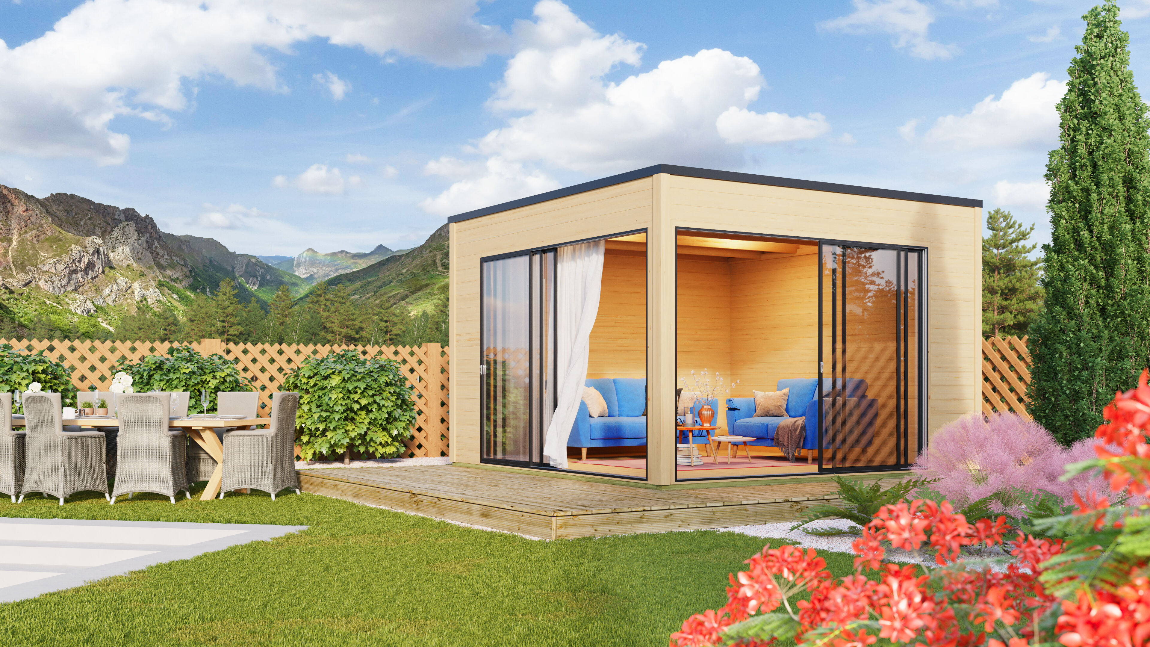 Fjordholz Gartenhaus Modell Q-BIC Alu 44 B 4x4m | Rabatt: 26 %