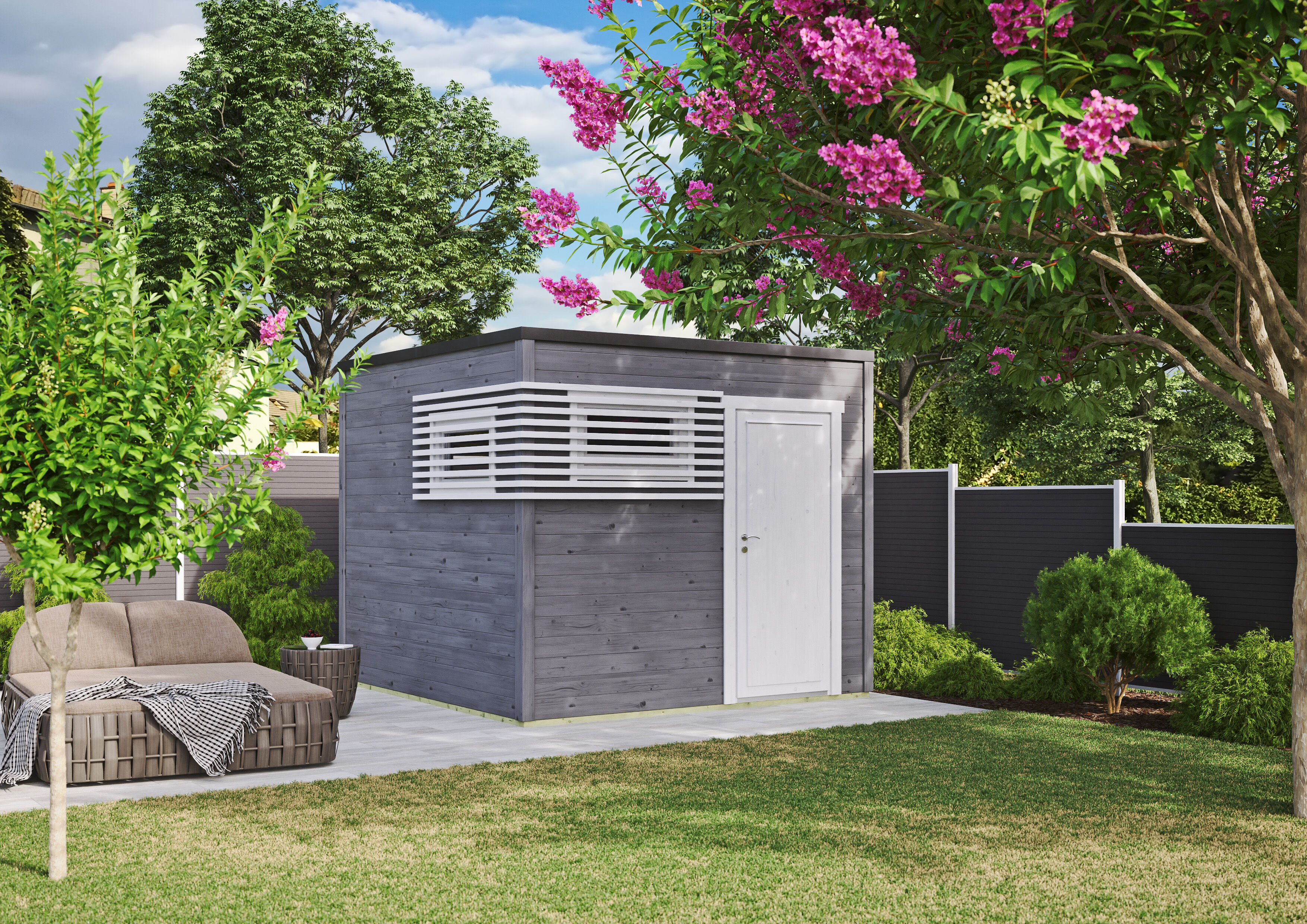 Fjordholz Gartenhaus Modell Q-BIC Modern 44 A 3x3m | Rabatt: 26 %