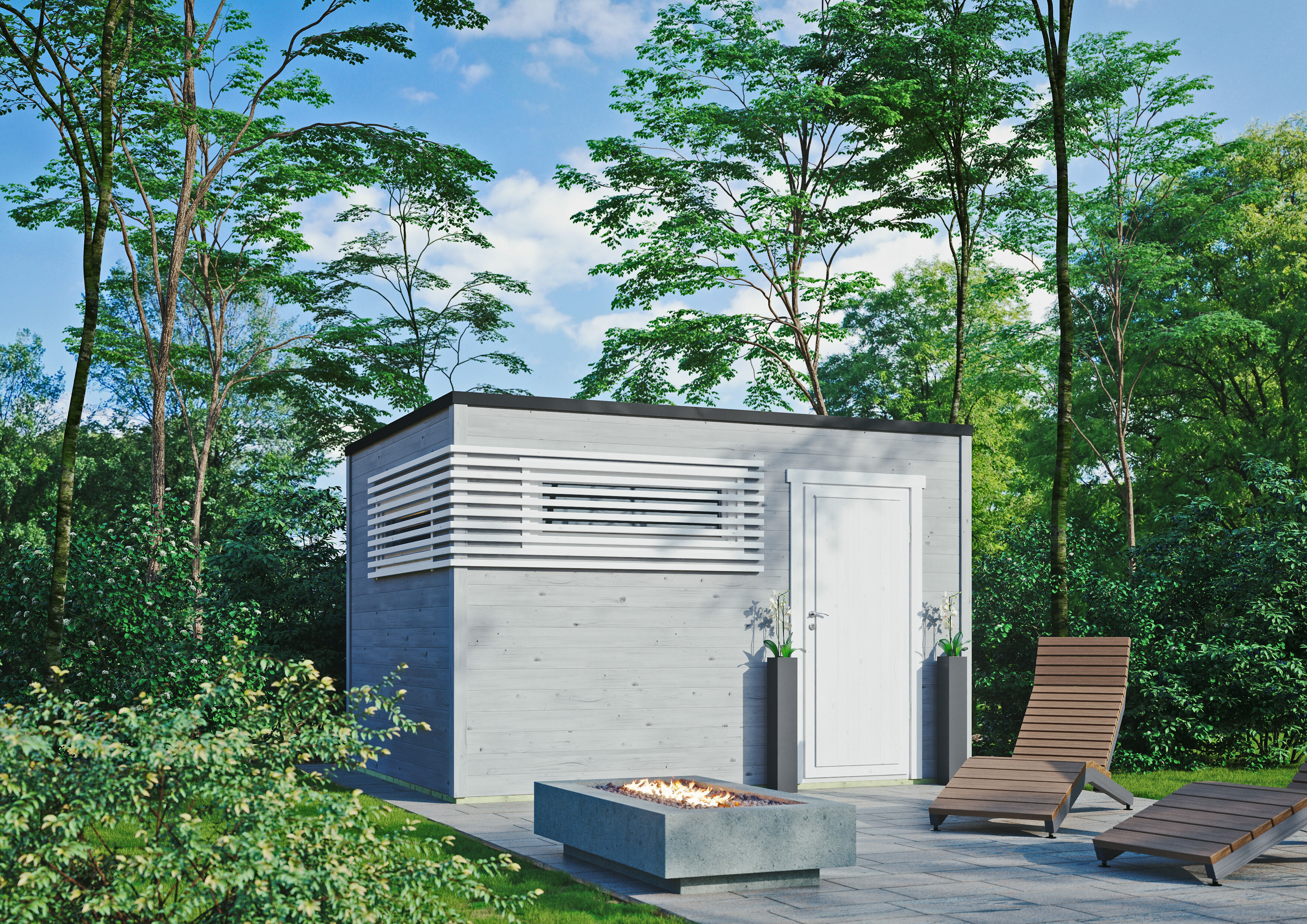 Fjordholz Gartenhaus Modell Q-BIC Modern 44 C 4x4m | Rabatt: 26 %