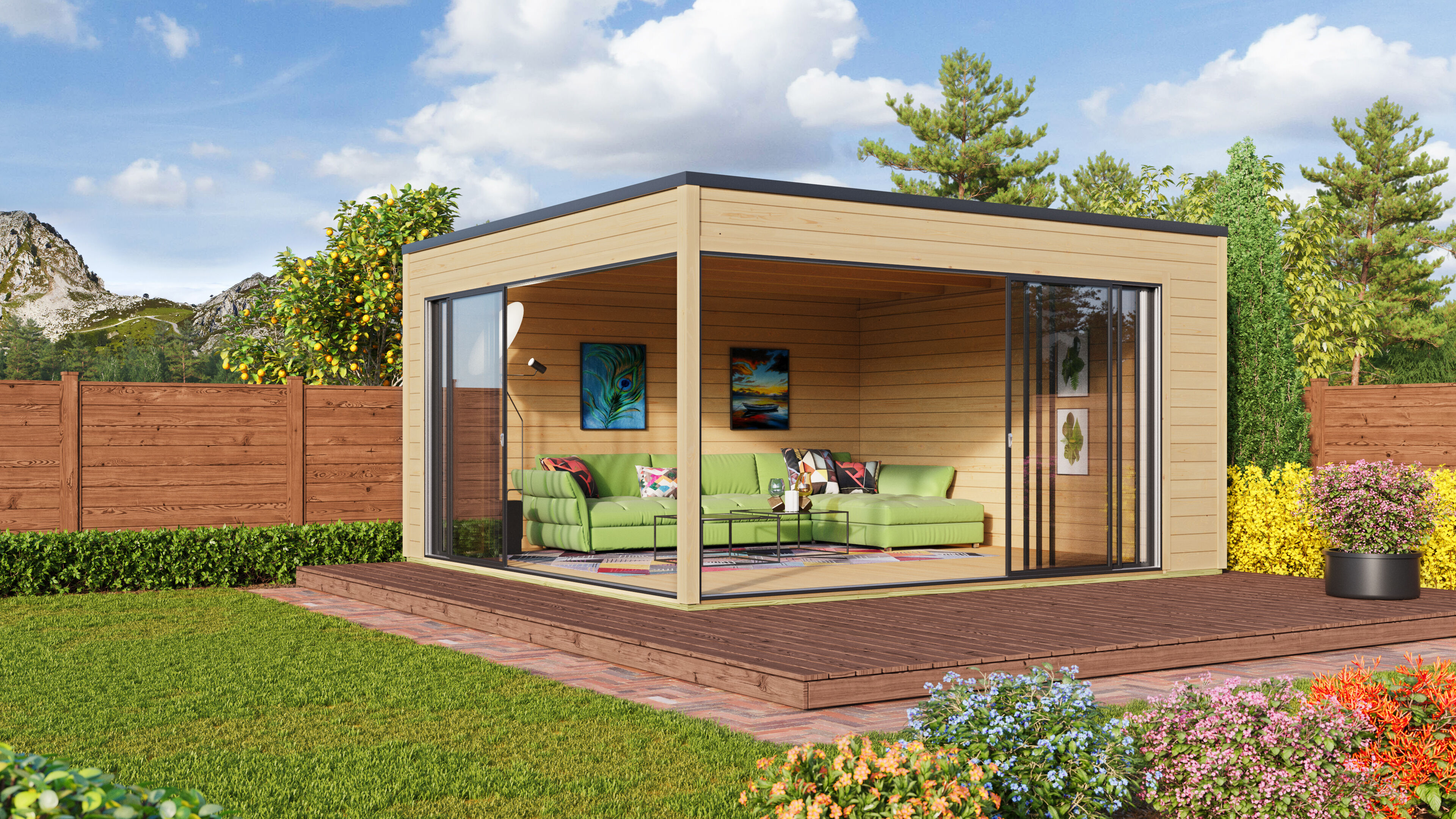 Fjordholz Gartenhaus Modell Q-BIC Alu 70 D 5x4m | Rabatt: 26 %