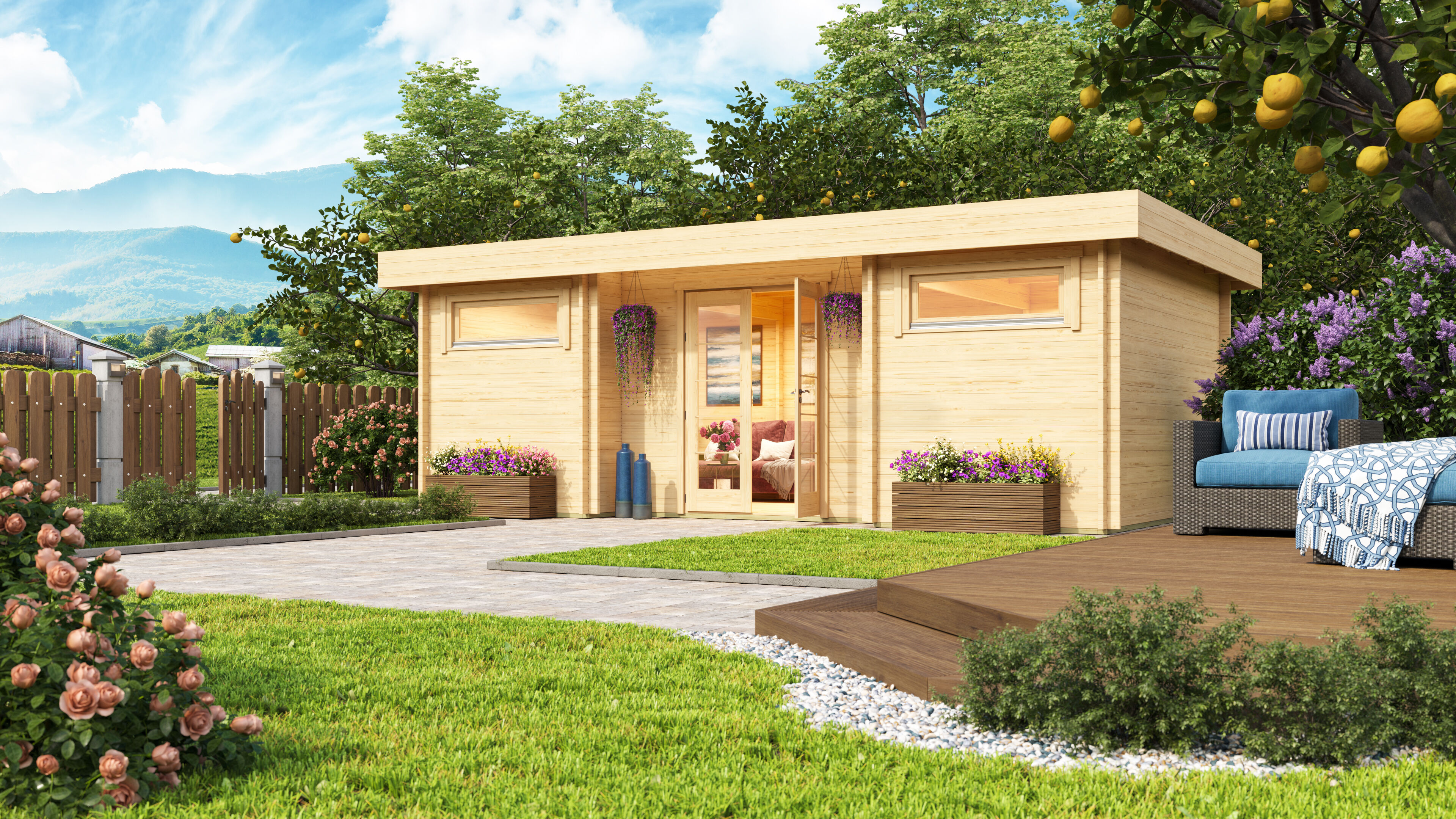 Fjordholz Gartenhaus Modell Aargau 44 7x4m | Rabatt: 26 %