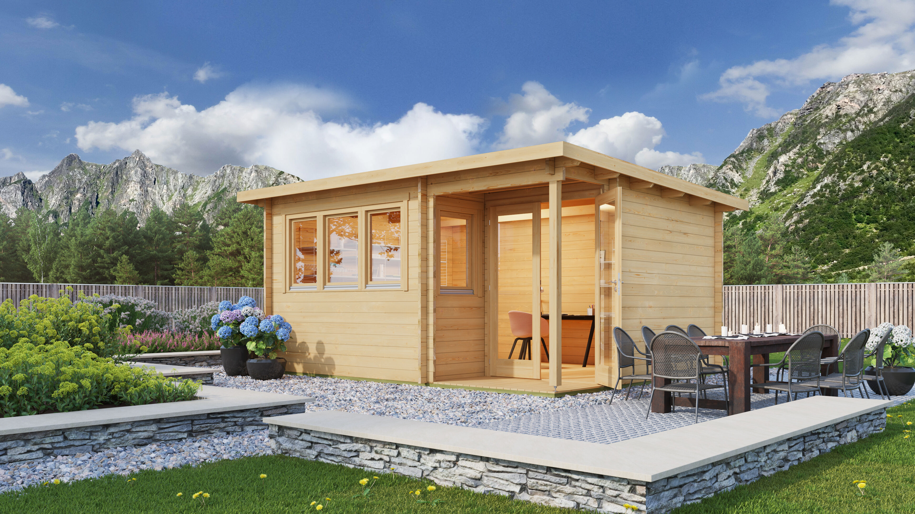 Fjordholz Gartenhaus Modell Home Office Sam 44 5x4m | Rabatt: 26 %