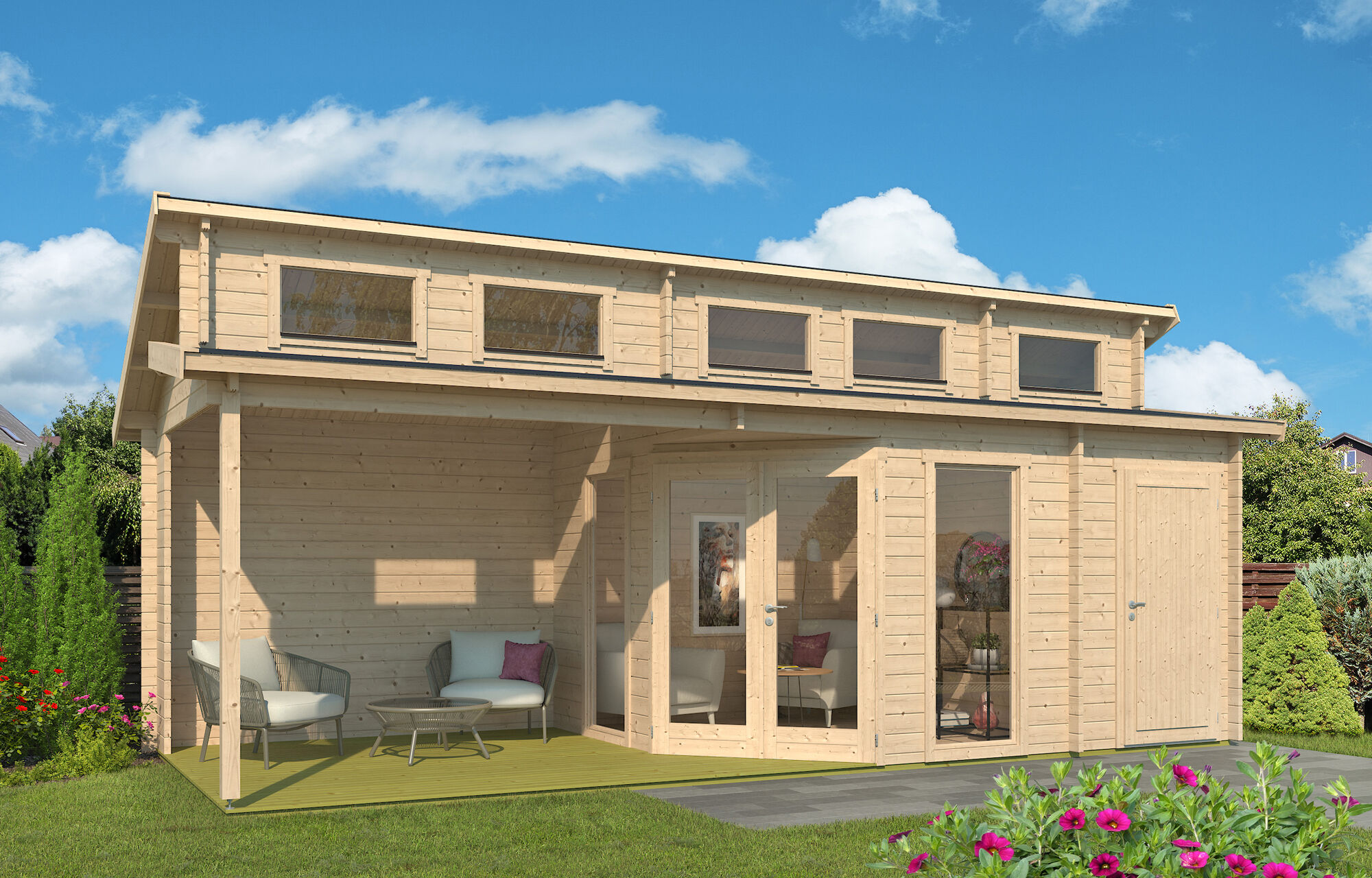 Fjordholz Gartenhaus Modell Kono 44 D 8x3m | Rabatt: 26 %