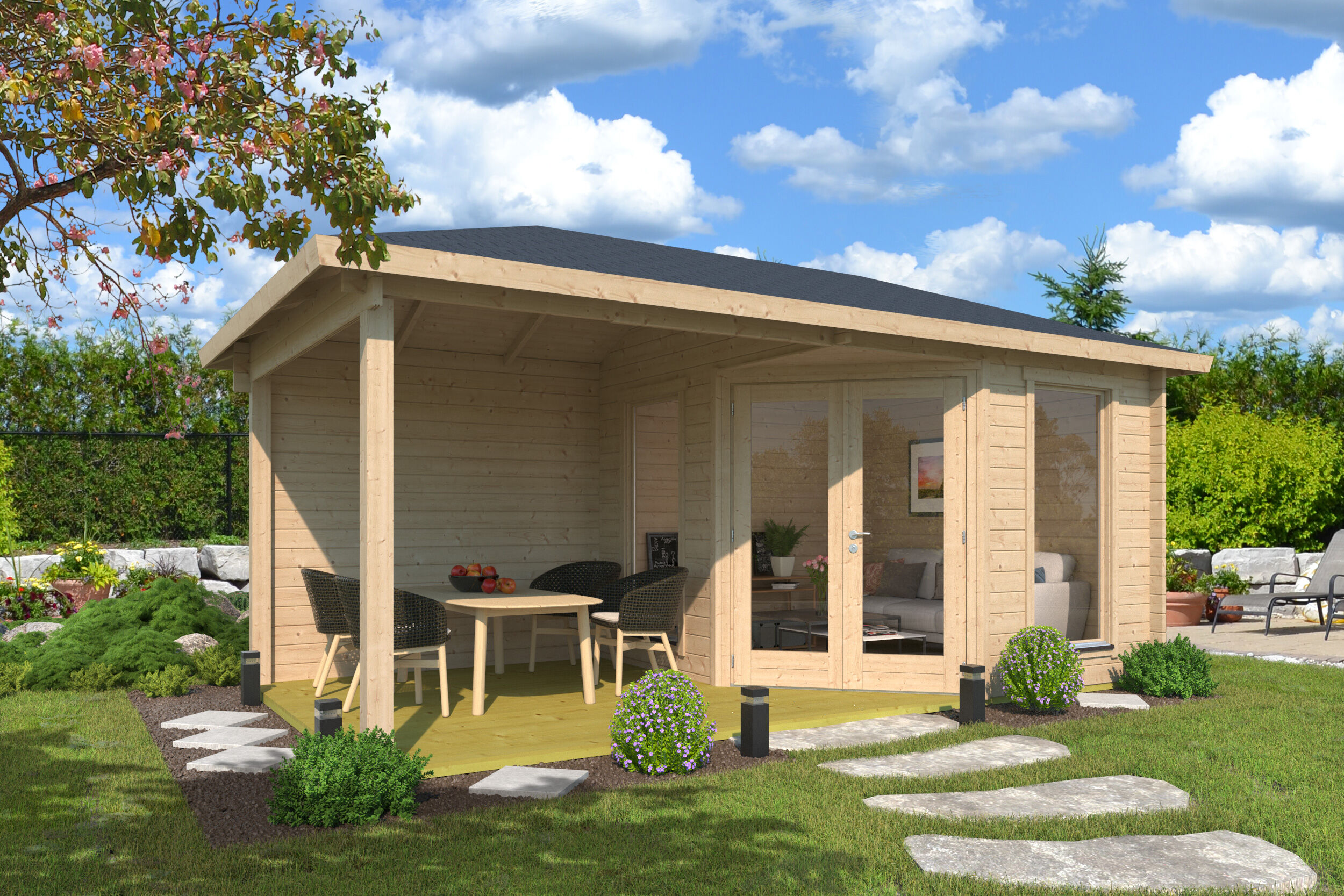 Fjordholz Gartenhaus Modell Lisa 44 D Modern 5x3m | Rabatt: 26 %