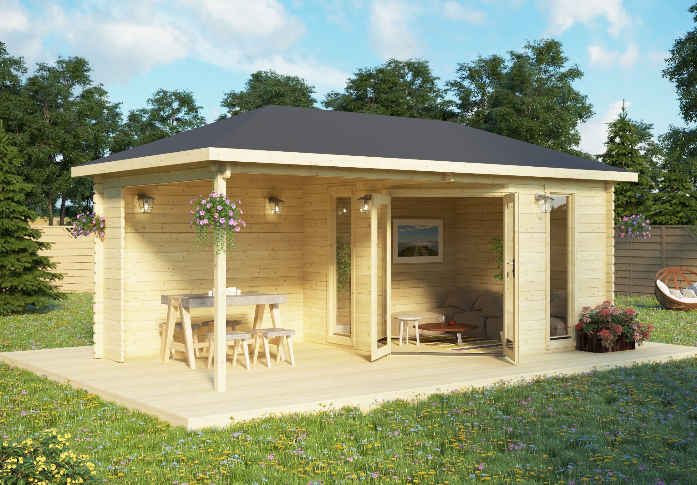 5-Eck Gartenhaus Modell Jokkmokk 40 5x3m | Rabatt: 26 %