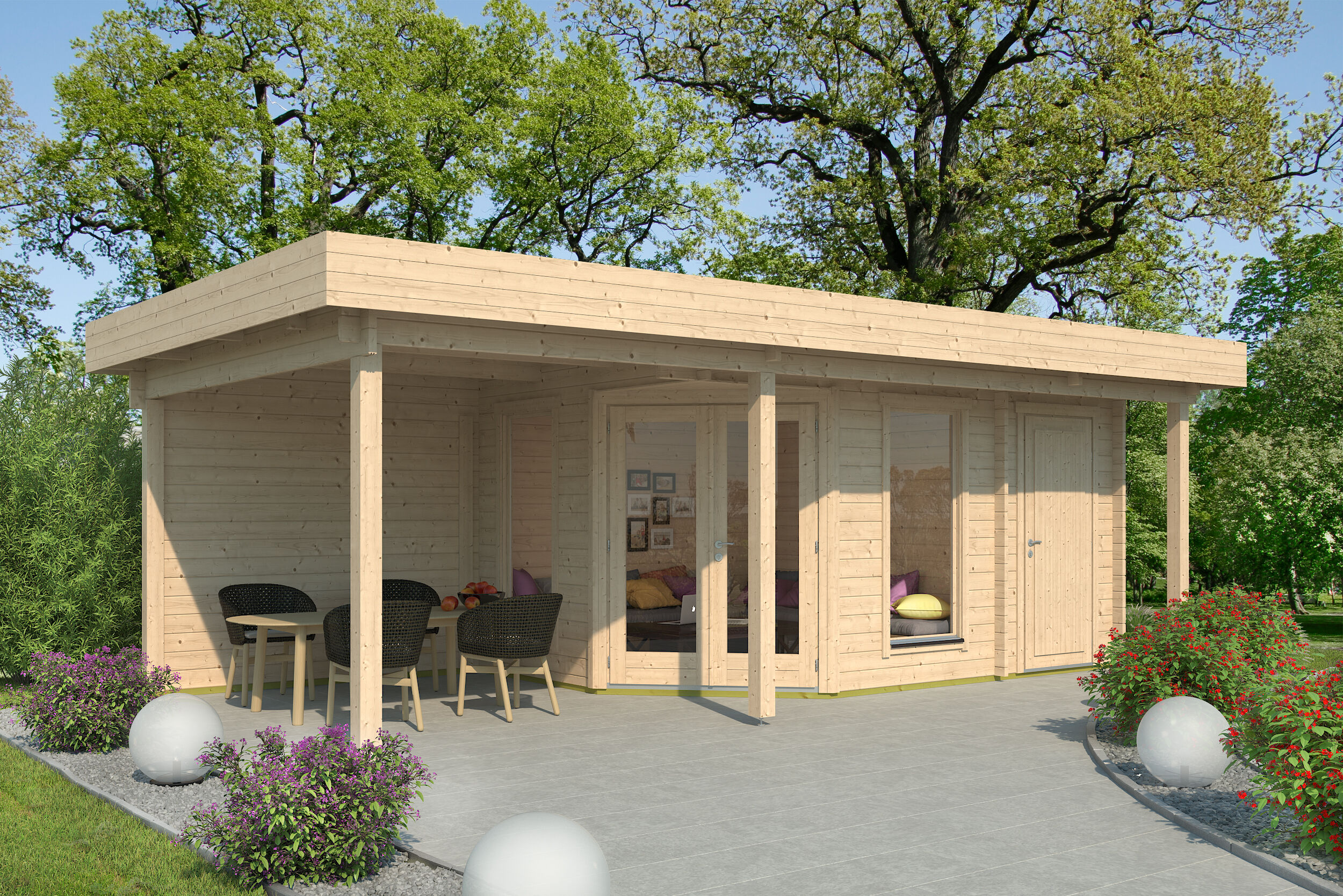 Fjordholz Gartenhaus Modell Nora 44 H Modern 8x4m | Rabatt: 26 %
